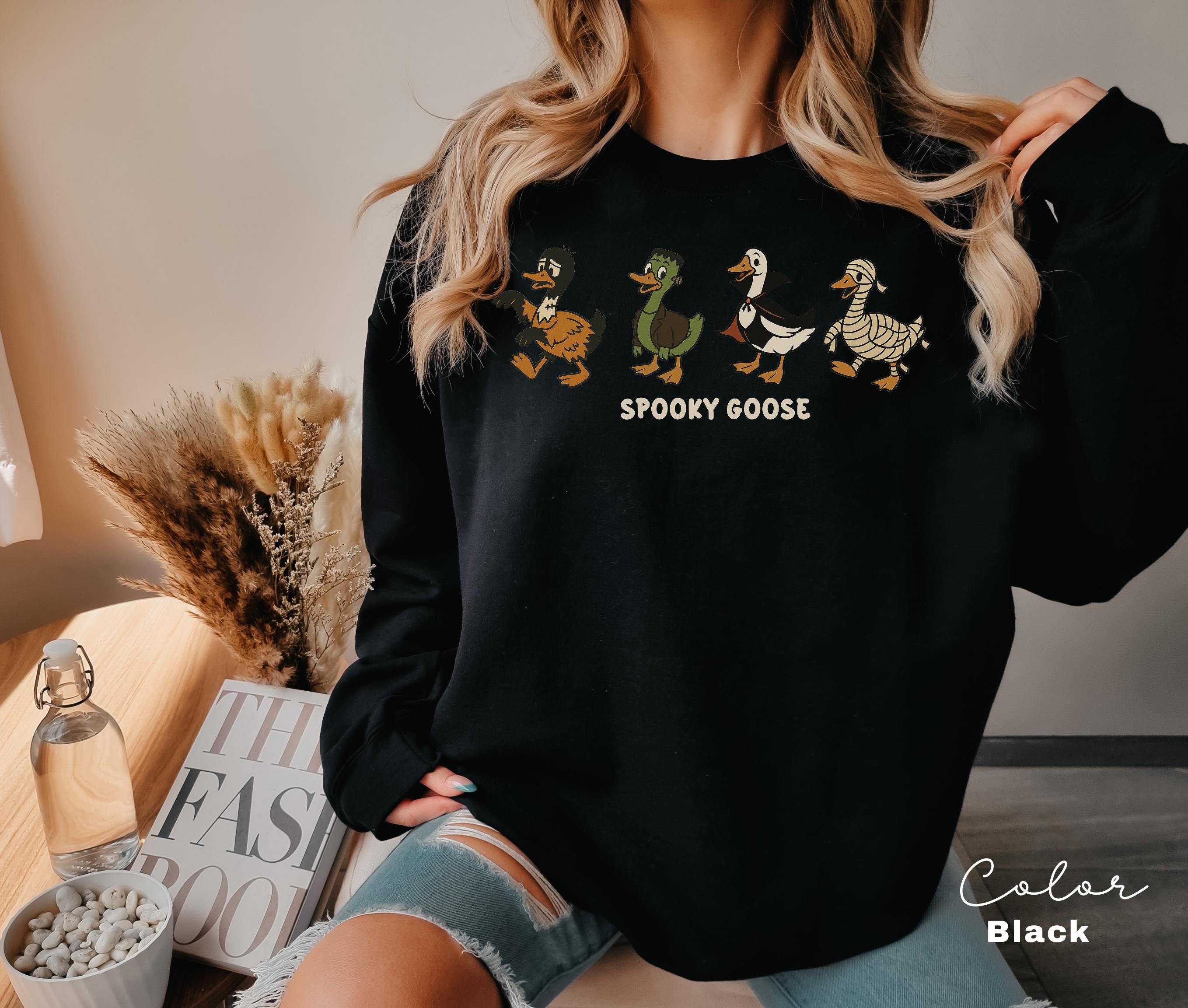 Halloween Goose Sweatshirt, Spooky Goose Sweatshirt, Funny Halloween, Silly Goose Shirt, Fall Crewneck, Silly Goose Sweatshirt