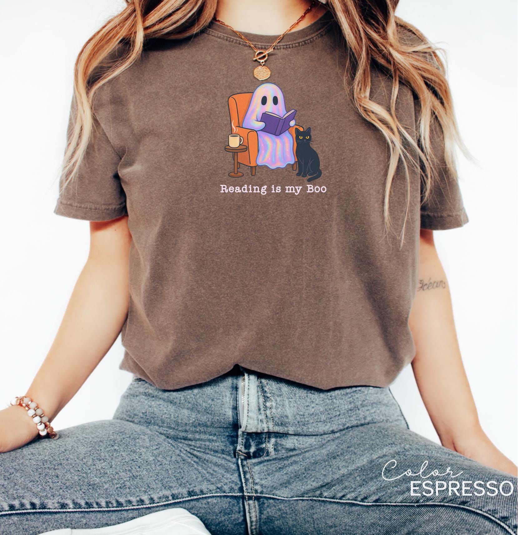 Halloween Ghost Reading Book Shirt, Reading is My Boo Shirt, Bookish Halloween Shirt, Halloween Reader Gift Shirt, Book Club Shirt