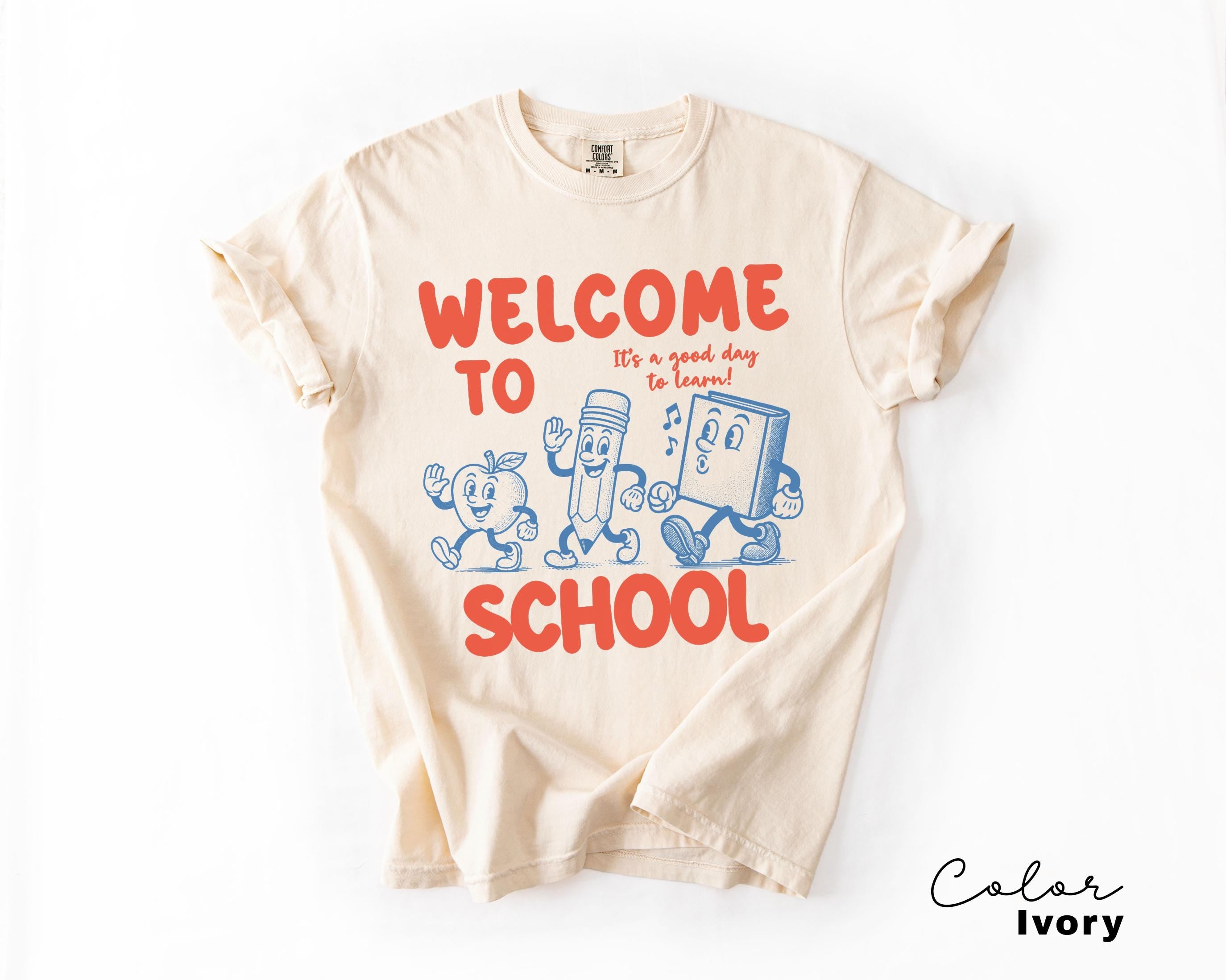 Comfort Colors Welcome to School Teacher Shirt, Retro Back to School T-shirt, First Day of School, Counselor, Librarian, School Office