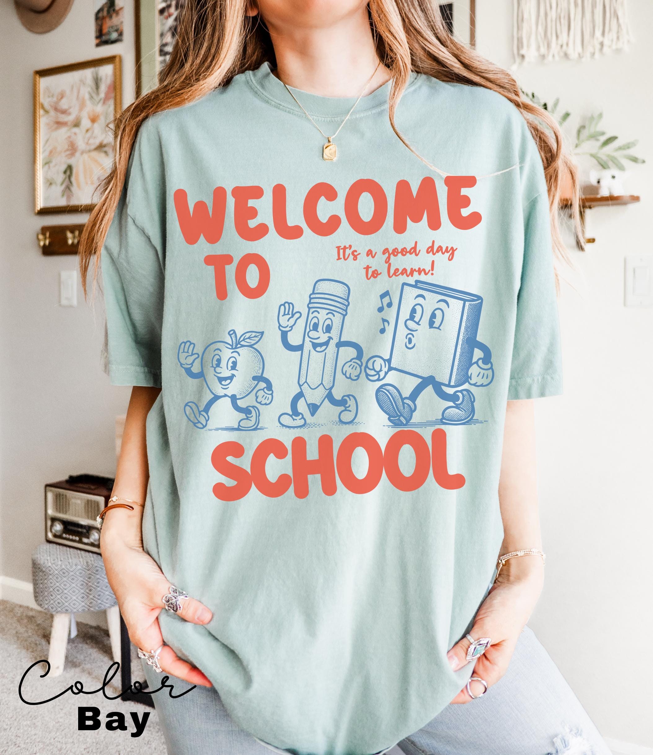 Comfort Colors Welcome to School Teacher Shirt, Retro Back to School T-shirt, First Day of School, Counselor, Librarian, School Office