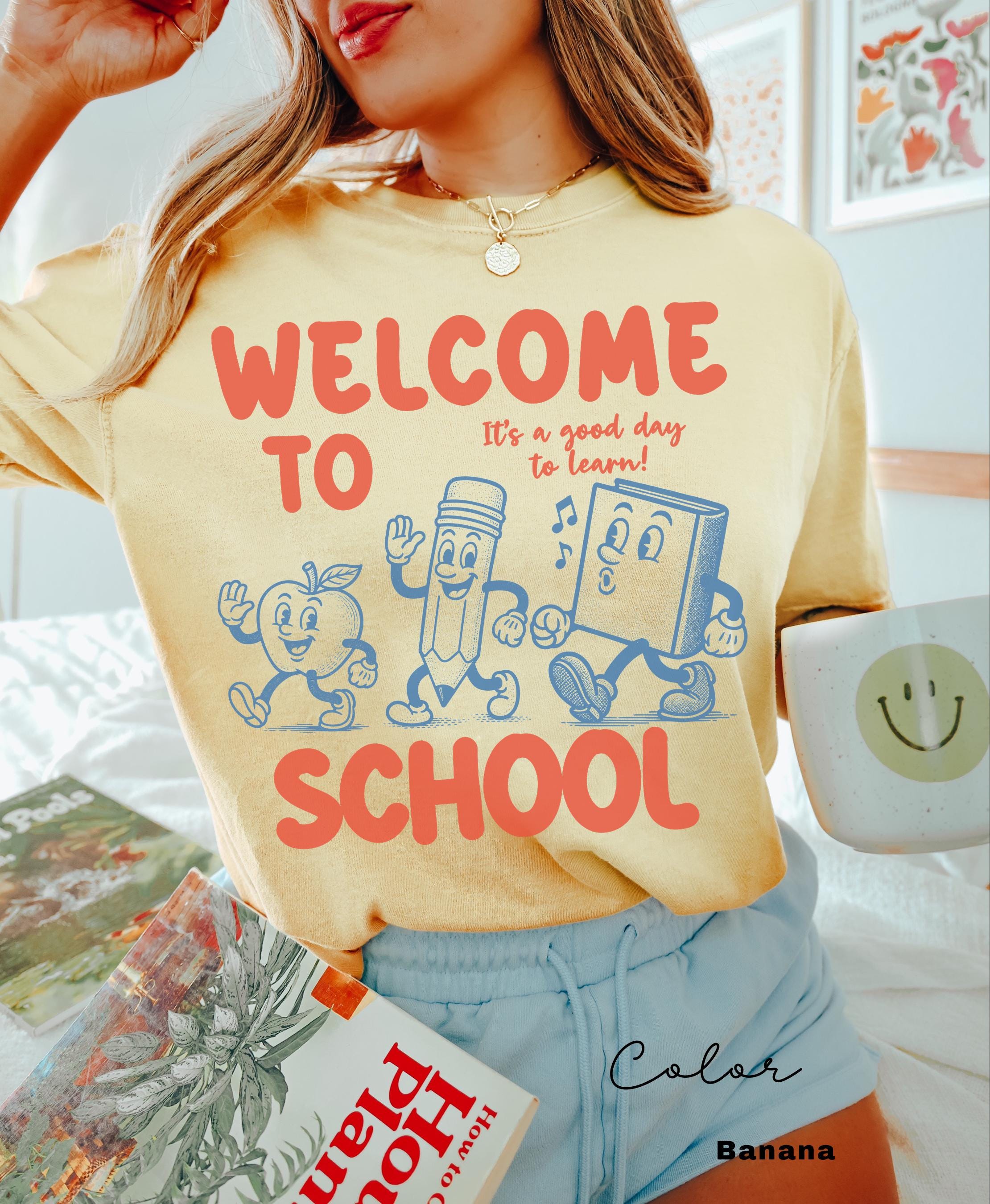 Comfort Colors Welcome to School Teacher Shirt, Retro Back to School T-shirt, First Day of School, Counselor, Librarian, School Office