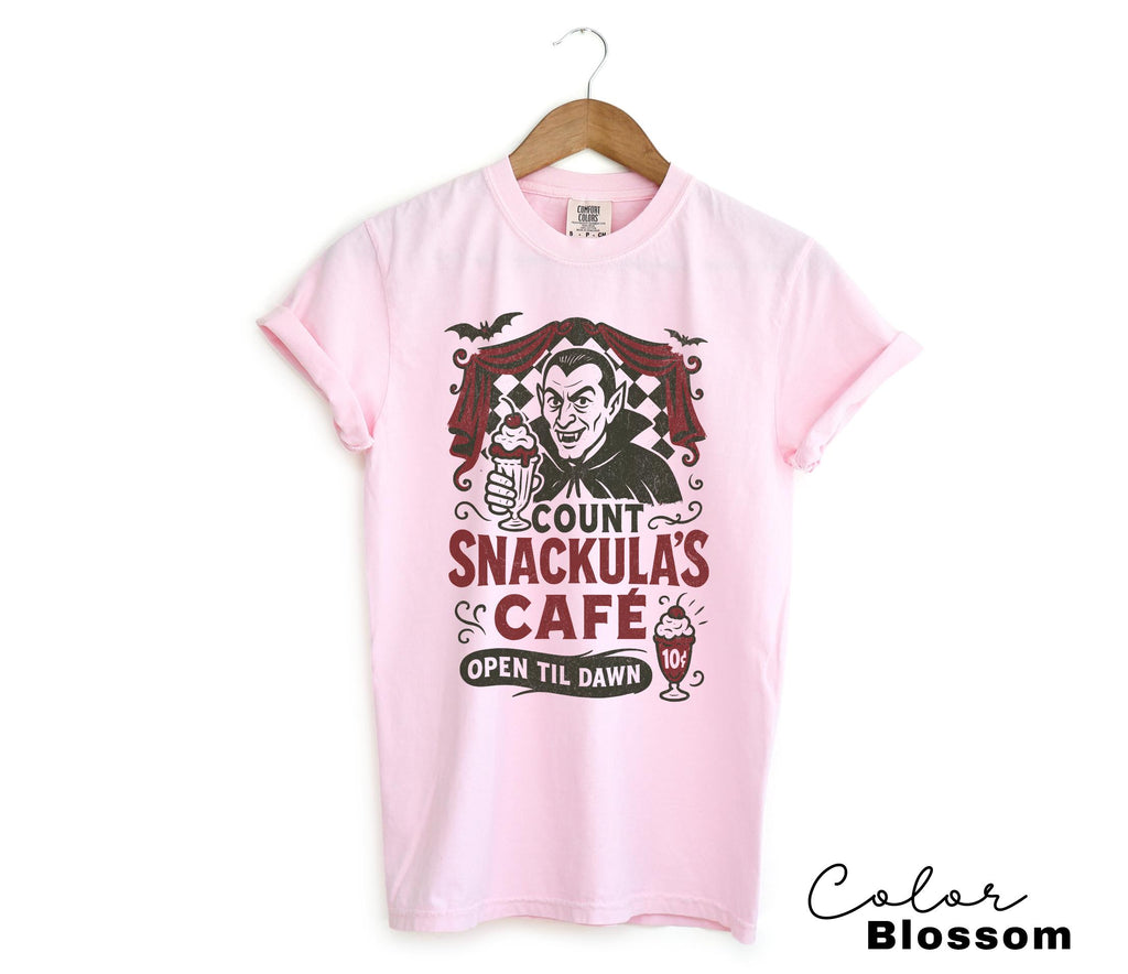 Retro Halloween Vampire Shirt, Dracula Shirt, Nostalgic Halloween Shirt, Trendy Halloween Shirt, Count Snackula Cafe, Funny Halloween Gift