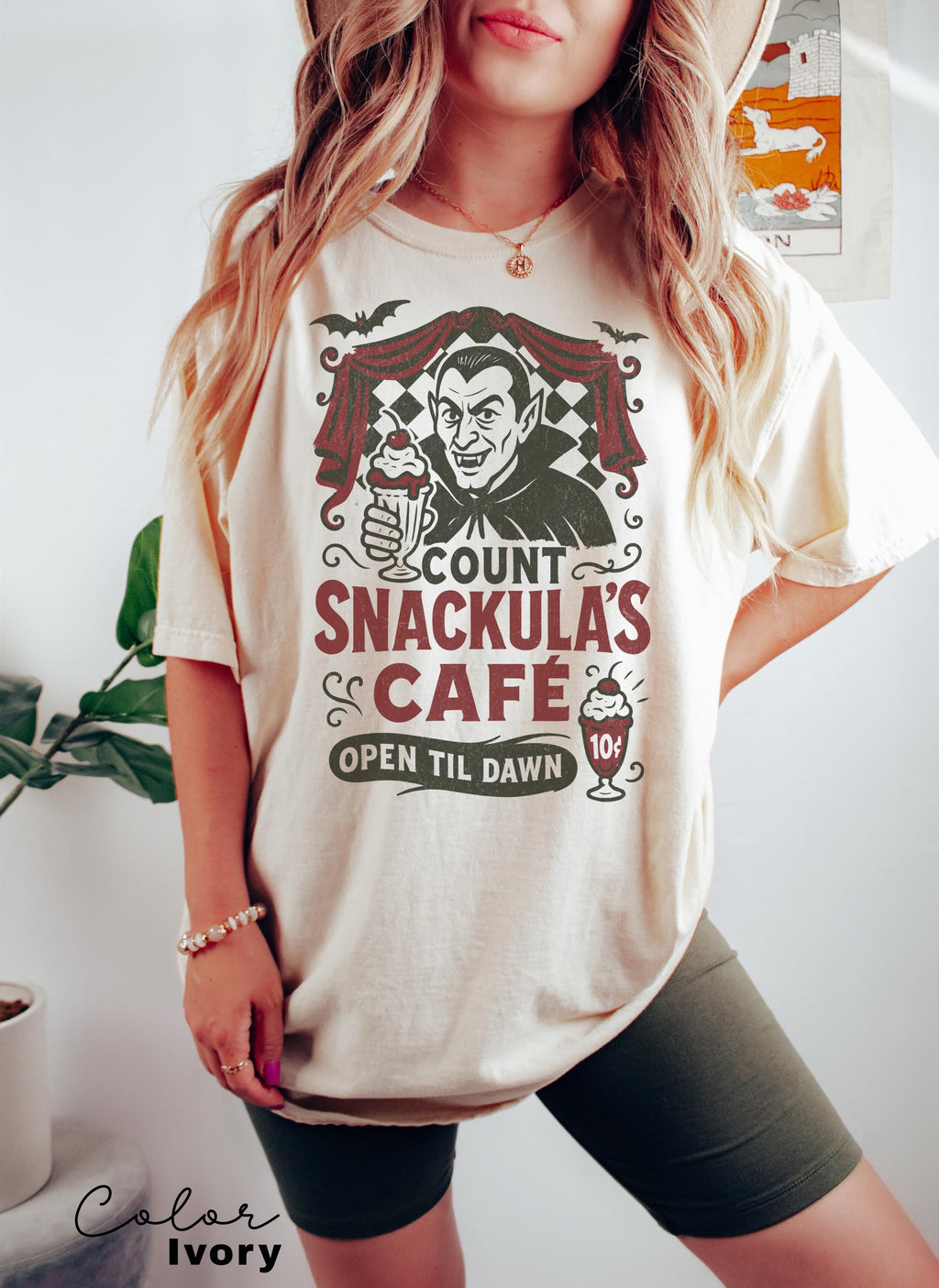 Retro Halloween Vampire Shirt, Dracula Shirt, Nostalgic Halloween Shirt, Trendy Halloween Shirt, Count Snackula Cafe, Funny Halloween Gift