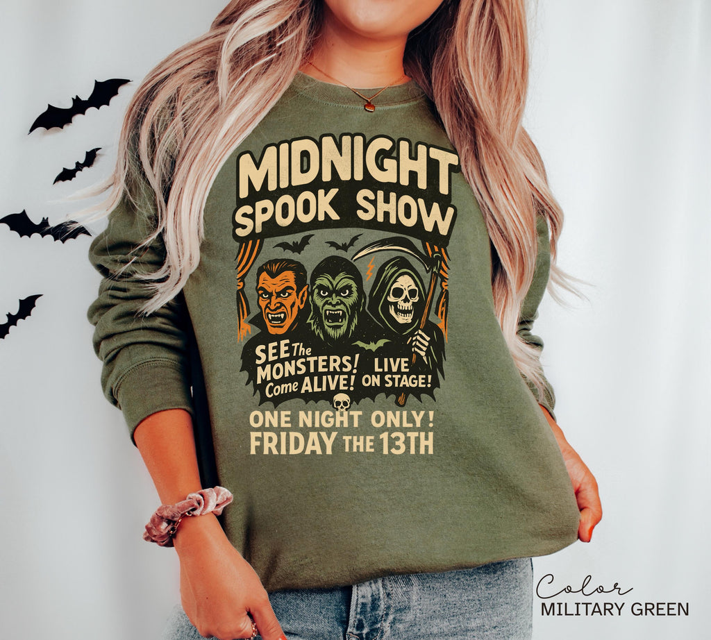 Halloween Spook Show Monster Sweatshirt, Retro Halloween Crewneck, Nostalgic Halloween, Trendy Halloween, Vintage Halloween, Monster Vampire