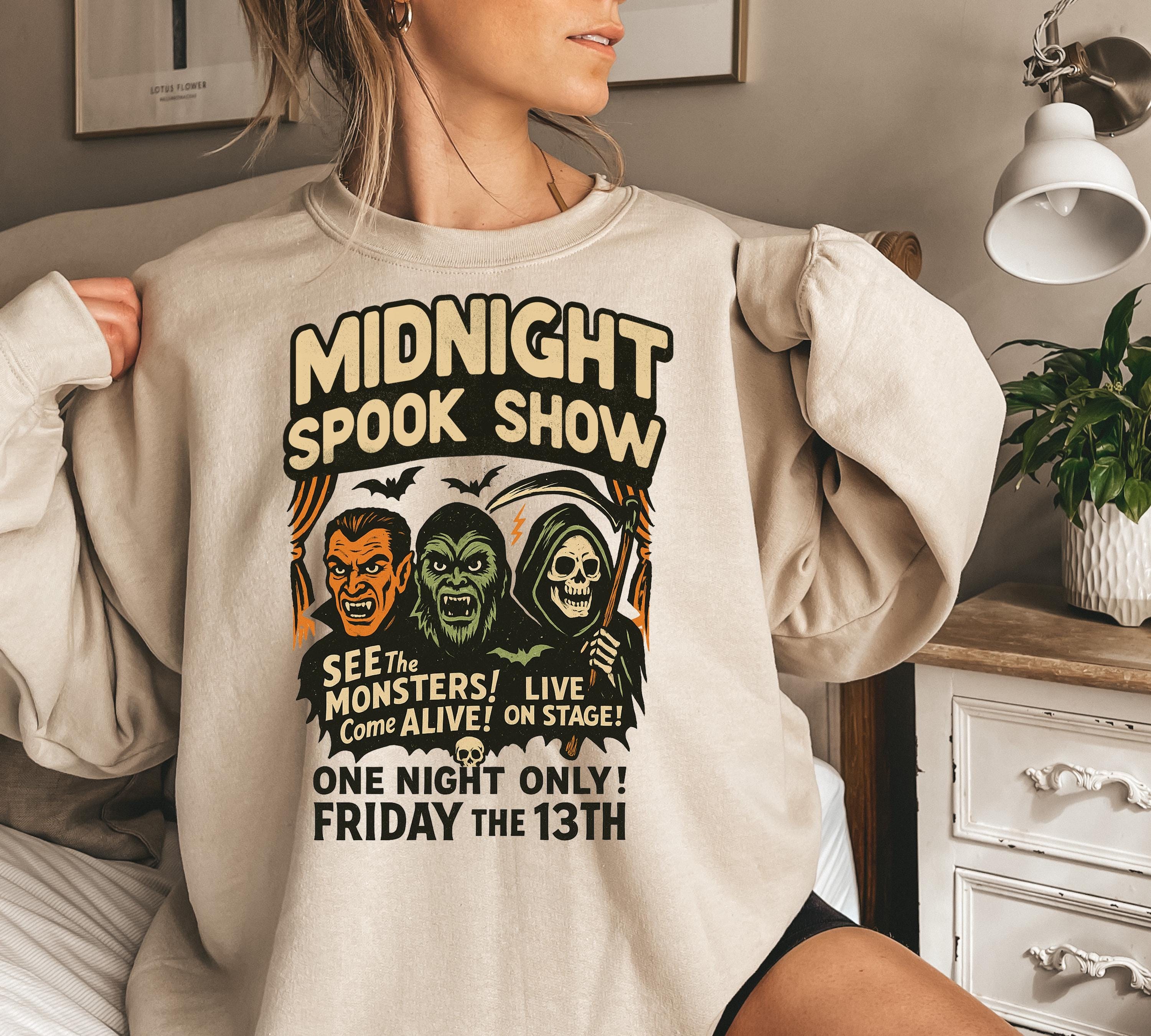 Halloween Spook Show Monster Sweatshirt, Retro Halloween Crewneck, Nostalgic Halloween, Trendy Halloween, Vintage Halloween, Monster Vampire