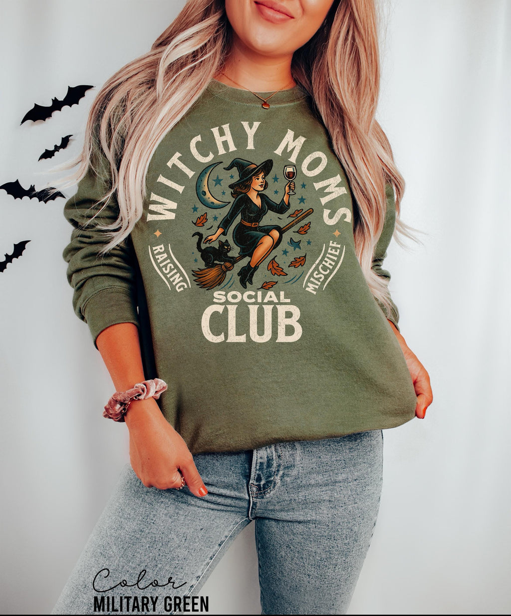 Witchy Halloween Mom Sweatshirt, Retro Halloween Social Club, Mom Life, Spooky Season Crewneck, Mom Wife Sister Gift, Halloween Party
