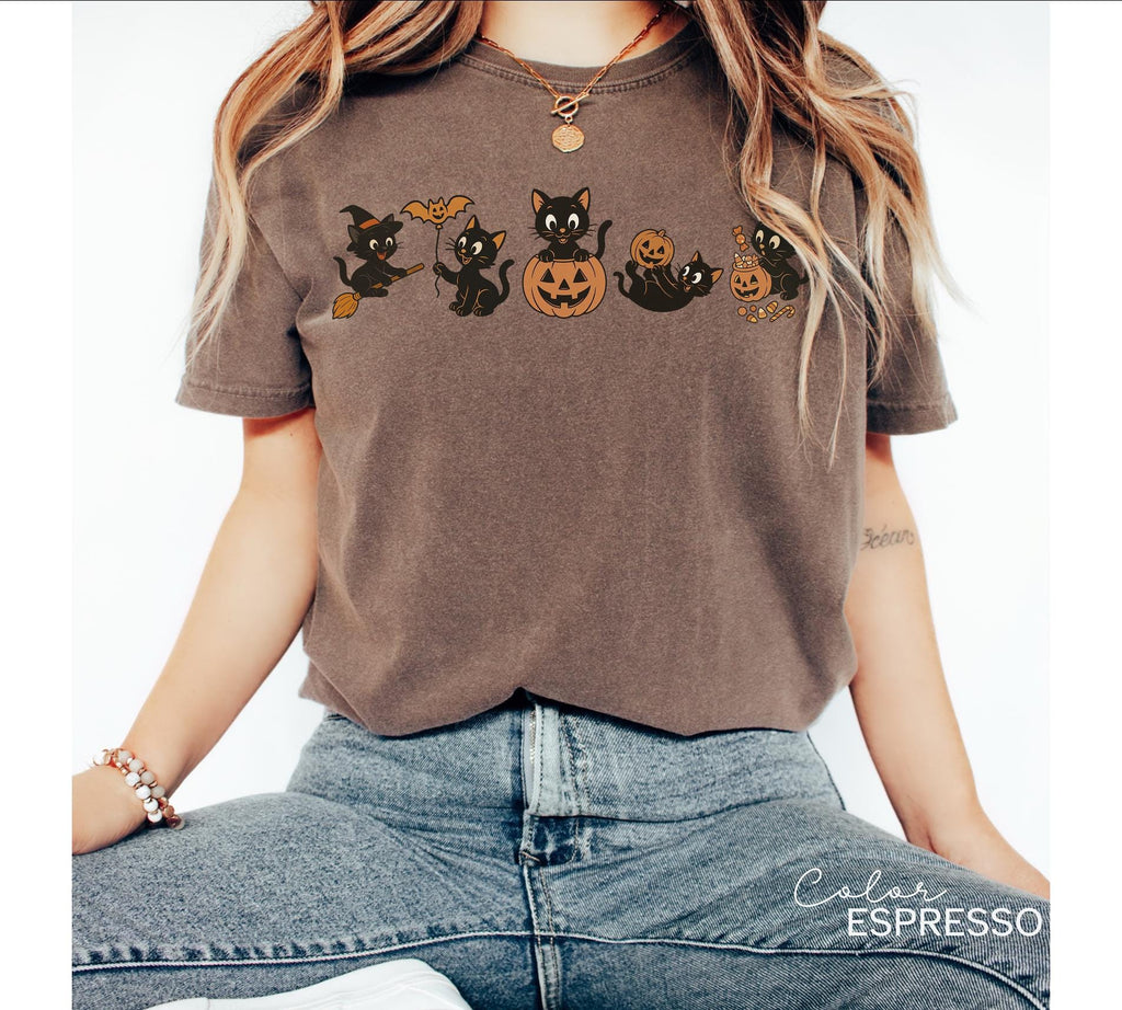 Retro 90s Cat Halloween Shirt, Retro Halloween Shirt, Spooky Season Tee, Pumpkin Shirt, Cat Lover Shirt, Black Cat Shirt, Spooky Season