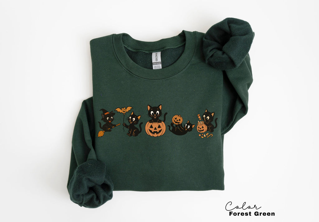 90s Cat Halloween Sweatshirt, Retro Halloween Sweatshirt, Spooky Season Crewneck, Pumpkin Shirt, Cat Lover Gift, Black Cat, Spooky Season