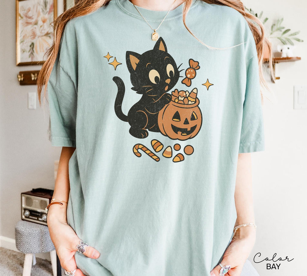 90s Halloween Cat Retro Shirt, Spooky Cat Halloween Shirt, Halloween Shirt, Black Cat Halloween Tee, Spooky Season Shirt, Pumpkin Shirt