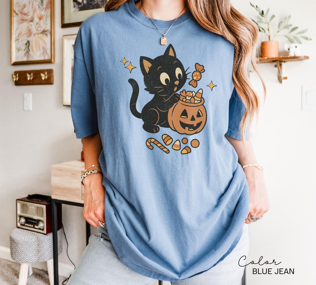 90s Halloween Cat Retro Shirt, Spooky Cat Halloween Shirt, Halloween Shirt, Black Cat Halloween Tee, Spooky Season Shirt, Pumpkin Shirt
