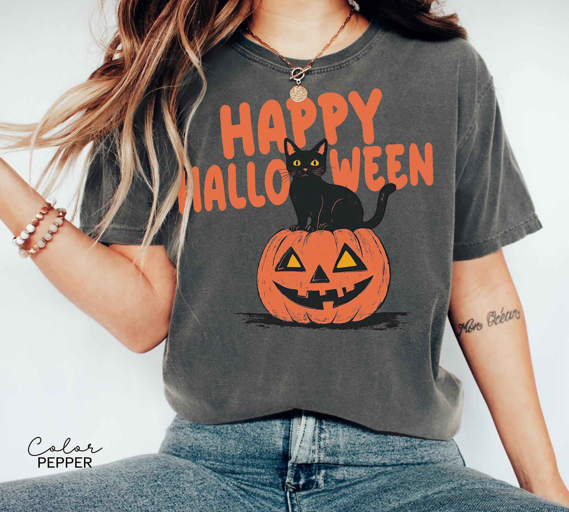 90s Halloween Cat Retro Shirt, Spooky Cat Halloween Shirt, Happy Halloween, Black Cat Halloween Tee, Spooky Season Shirt, Pumpkin Shirt