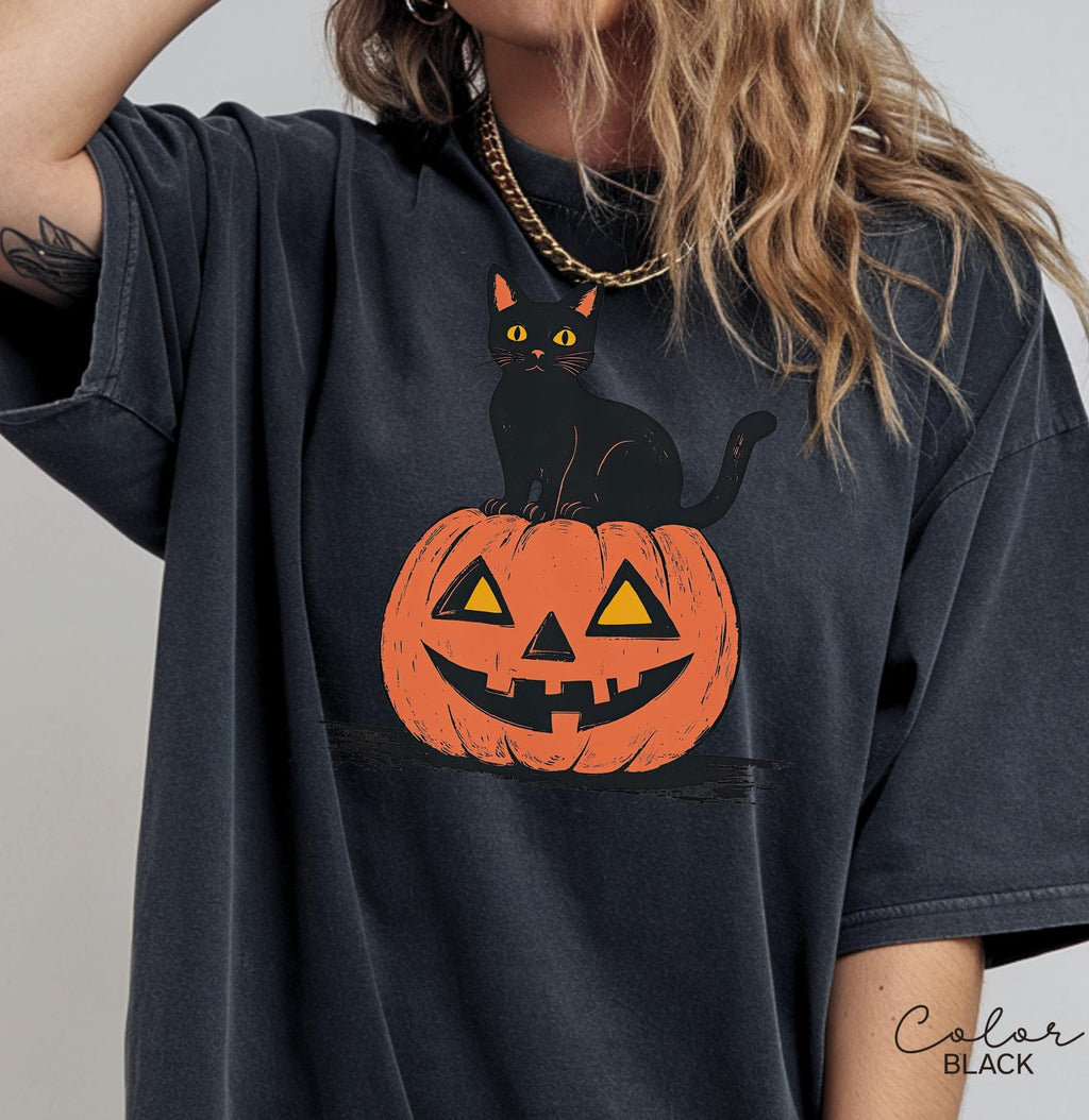 90s Halloween Cat Retro Shirt, Spooky Cat Halloween Shirt, Halloween Shirt, Black Cat Halloween Tee, Spooky Season Shirt, Pumpkin Shirt