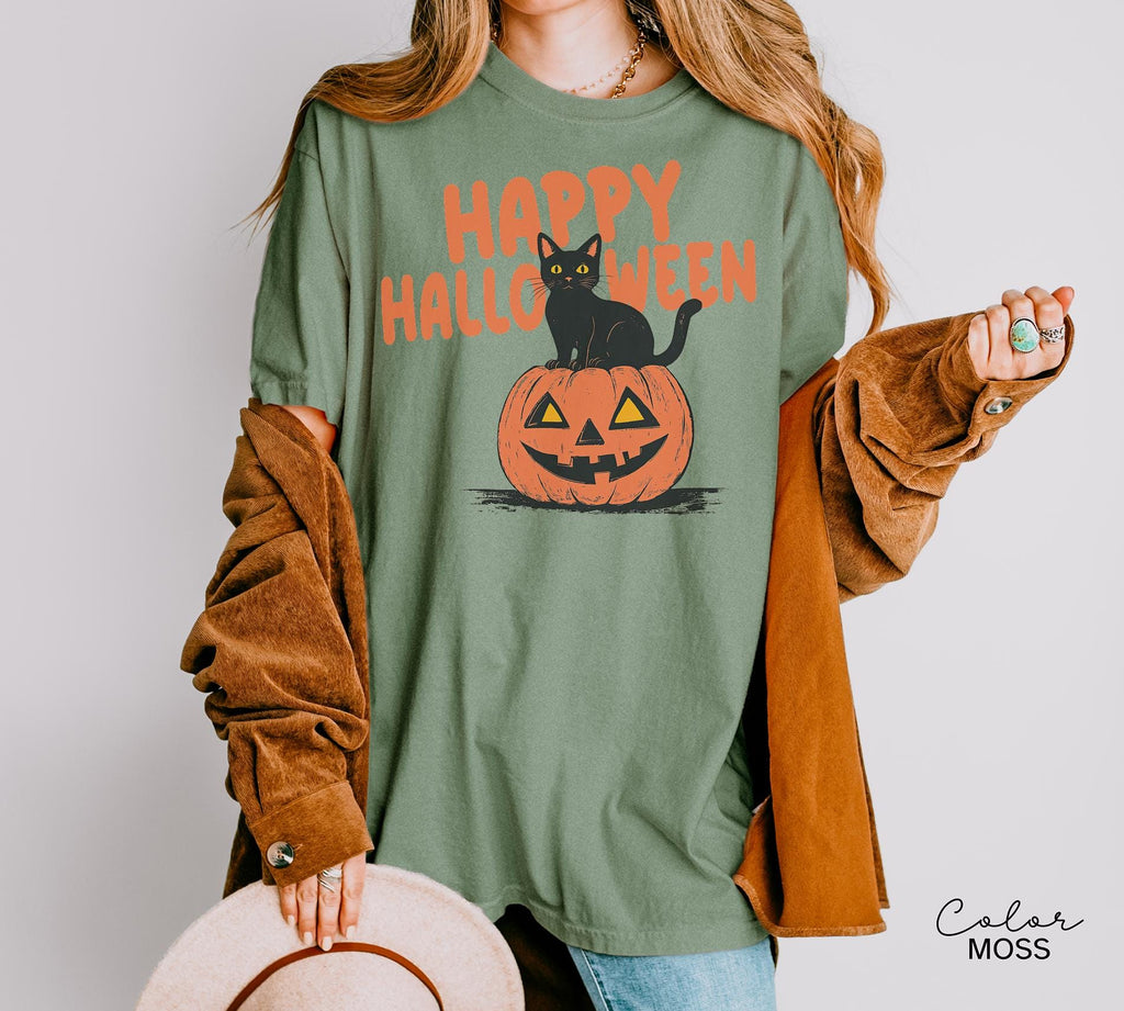 90s Halloween Cat Retro Shirt, Spooky Cat Halloween Shirt, Happy Halloween, Black Cat Halloween Tee, Spooky Season Shirt, Pumpkin Shirt