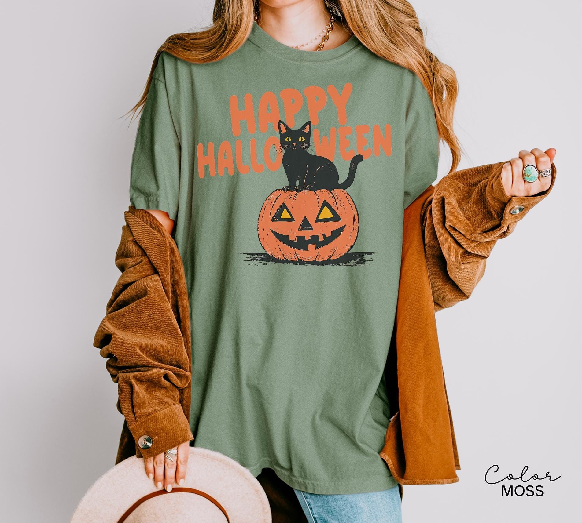 90s Halloween Cat Retro Shirt, Spooky Cat Halloween Shirt, Happy Halloween, Black Cat Halloween Tee, Spooky Season Shirt, Pumpkin Shirt