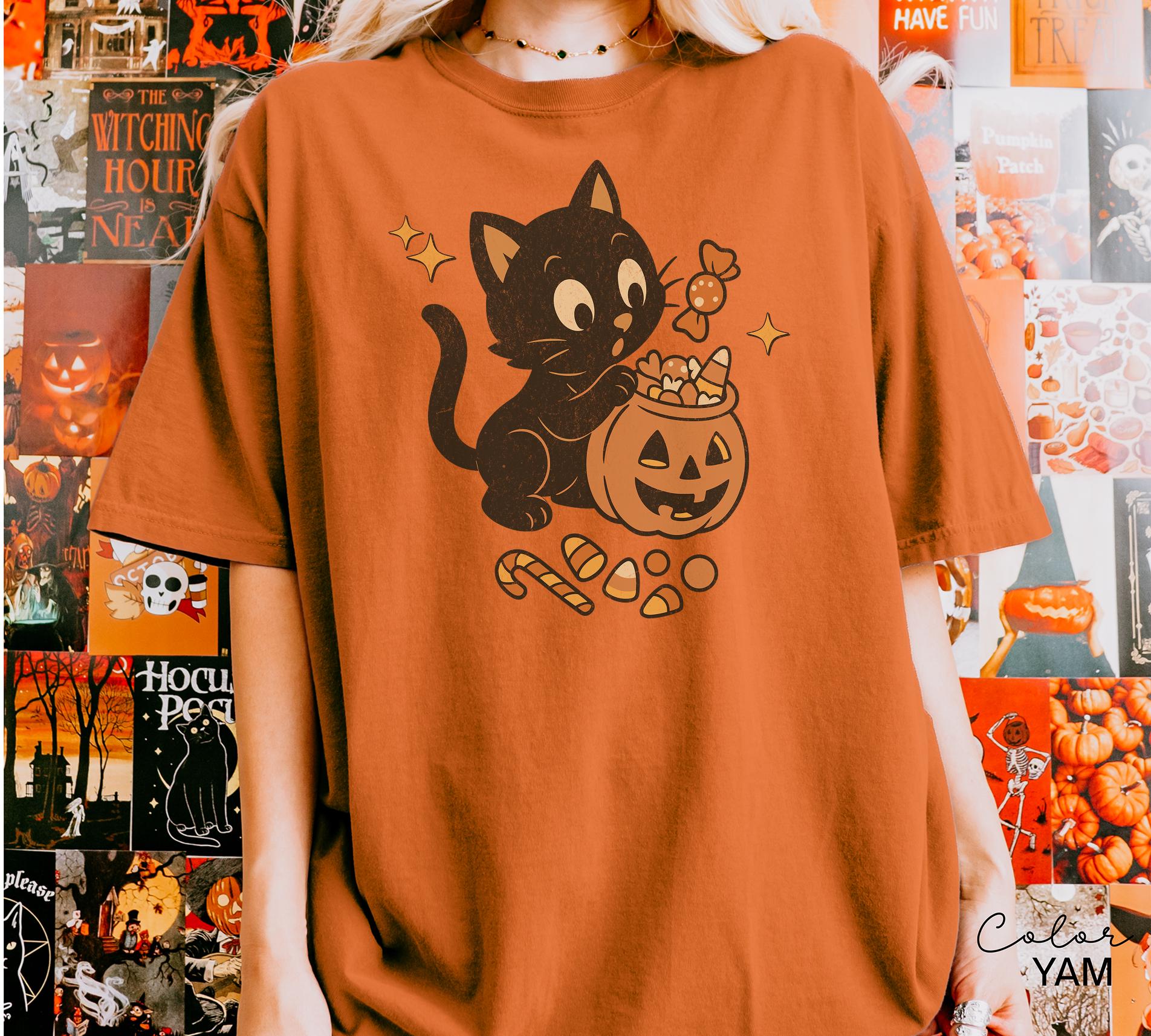 90s Halloween Cat Retro Shirt, Spooky Cat Halloween Shirt, Halloween Shirt, Black Cat Halloween Tee, Spooky Season Shirt, Pumpkin Shirt