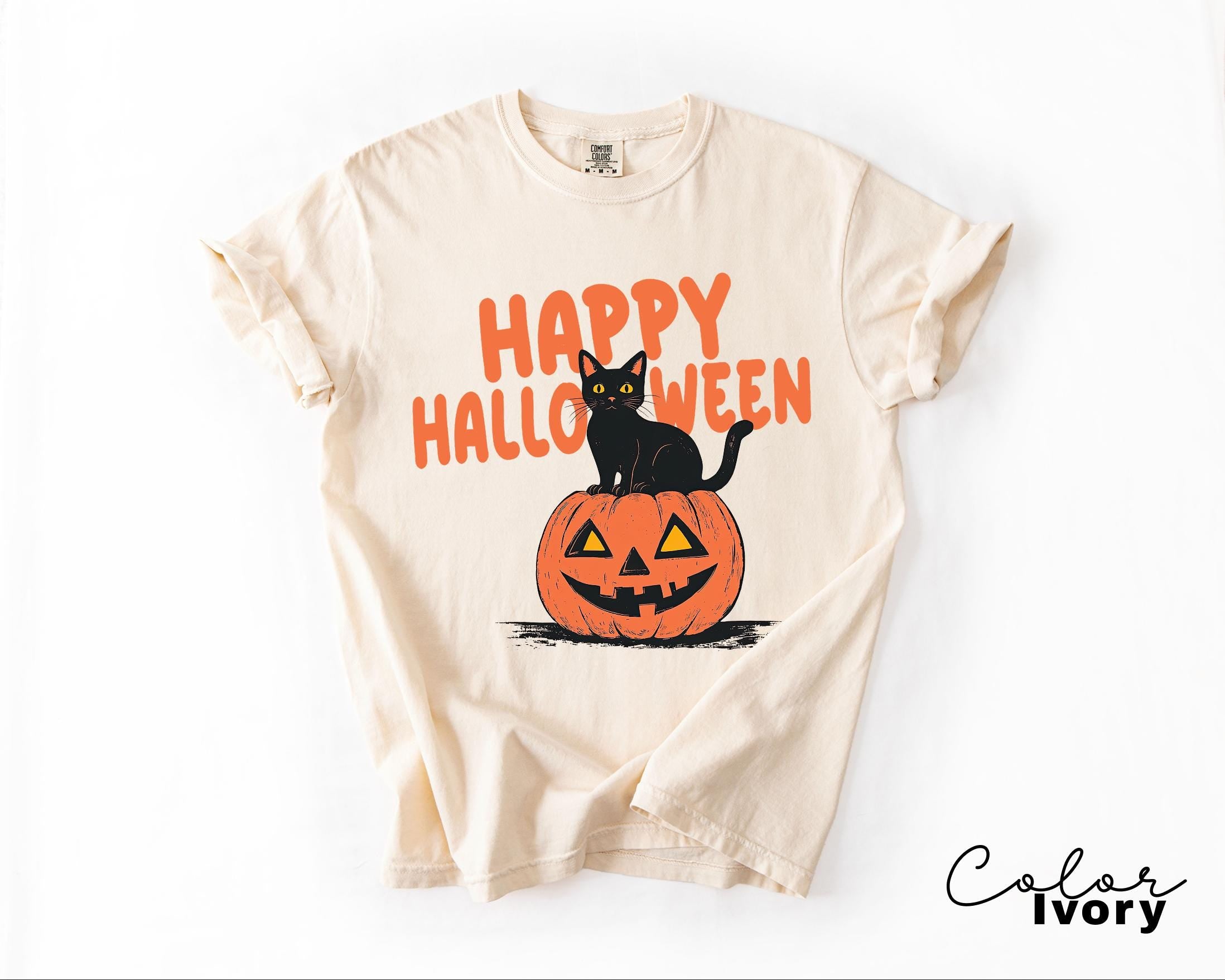 90s Halloween Cat Retro Shirt, Spooky Cat Halloween Shirt, Happy Halloween, Black Cat Halloween Tee, Spooky Season Shirt, Pumpkin Shirt