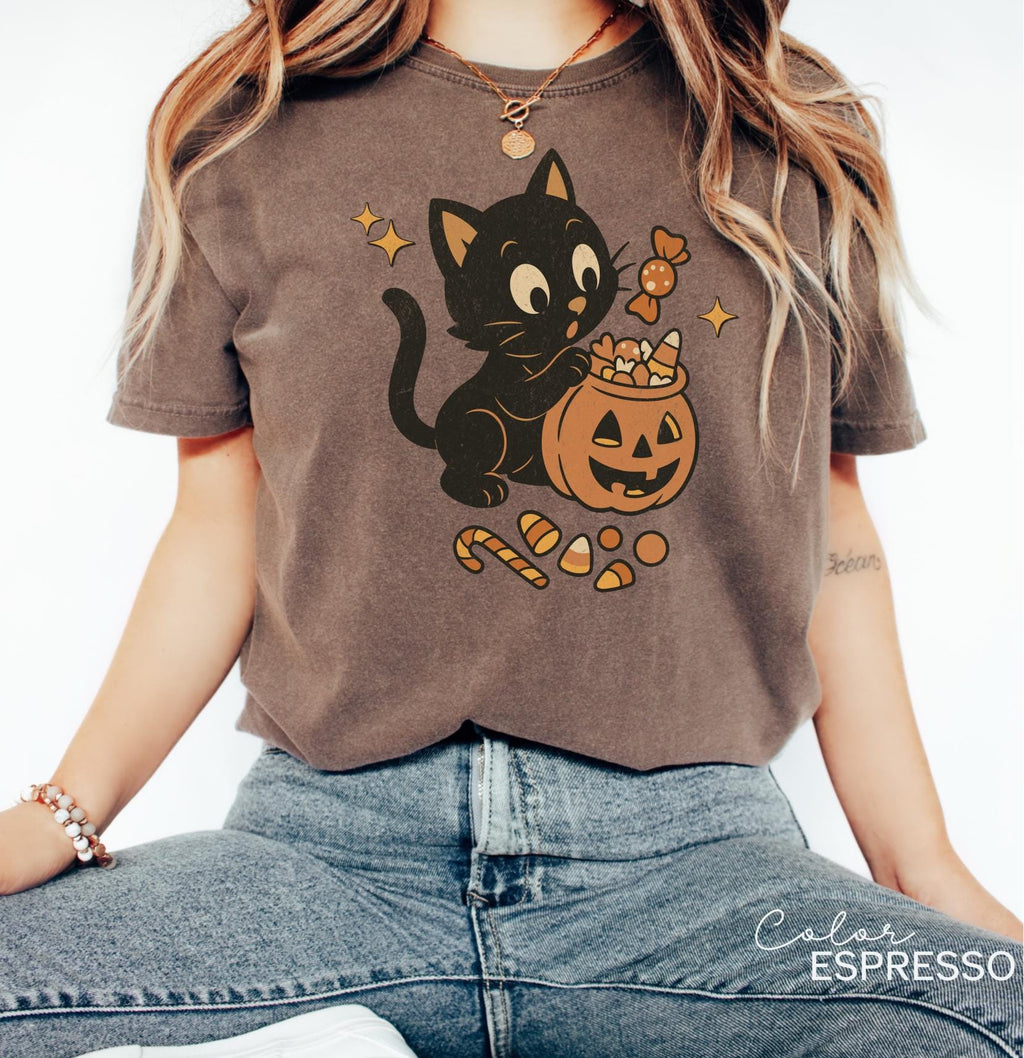 90s Halloween Cat Retro Shirt, Spooky Cat Halloween Shirt, Halloween Shirt, Black Cat Halloween Tee, Spooky Season Shirt, Pumpkin Shirt