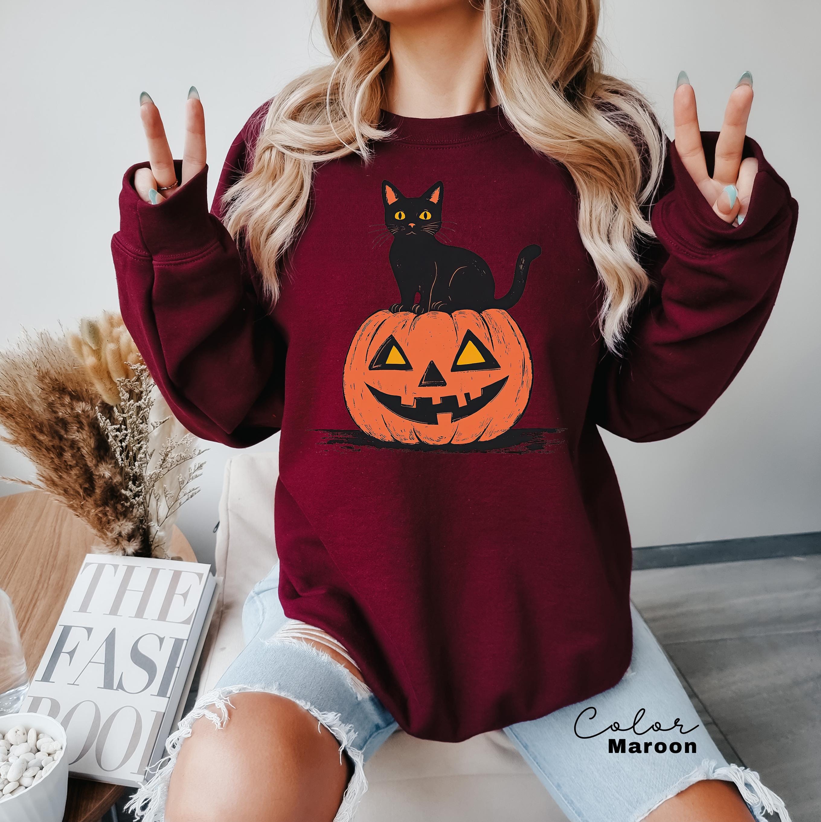 90s Halloween Cat Retro Shirt, Spooky Cat Halloween Shirt, Halloween Shirt, Black Cat Halloween Tee, Spooky Season Shirt, Pumpkin Shirt