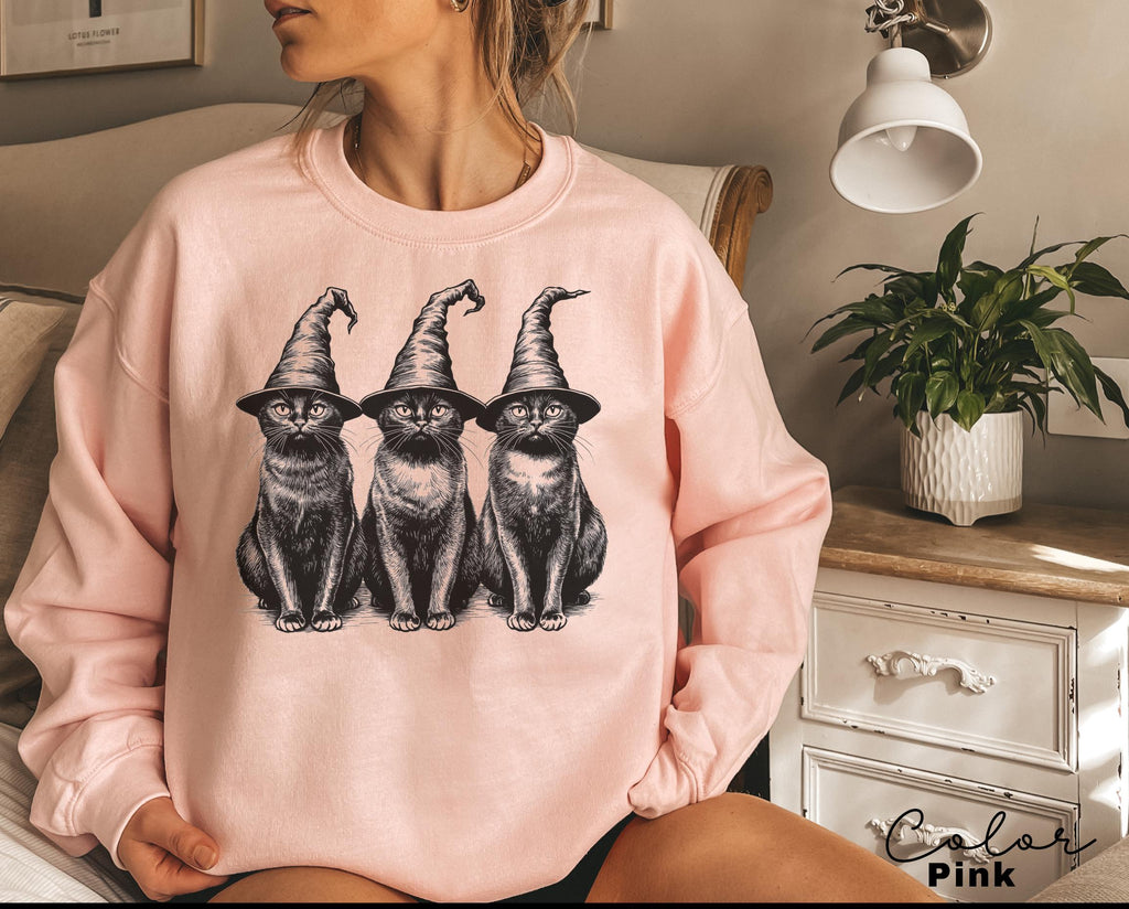 Halloween Black Cat Sweatshirt, Cute Cat Lover Halloween Pullover, Spooky Season Cat, Halloween Cute Women Outfit, Halloween Gift