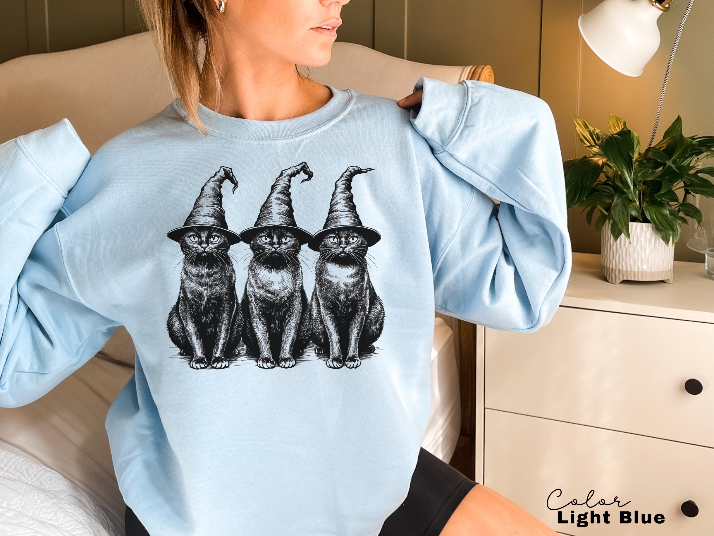 Halloween Black Cat Sweatshirt, Cute Cat Lover Halloween Pullover, Spooky Season Cat, Halloween Cute Women Outfit, Halloween Gift