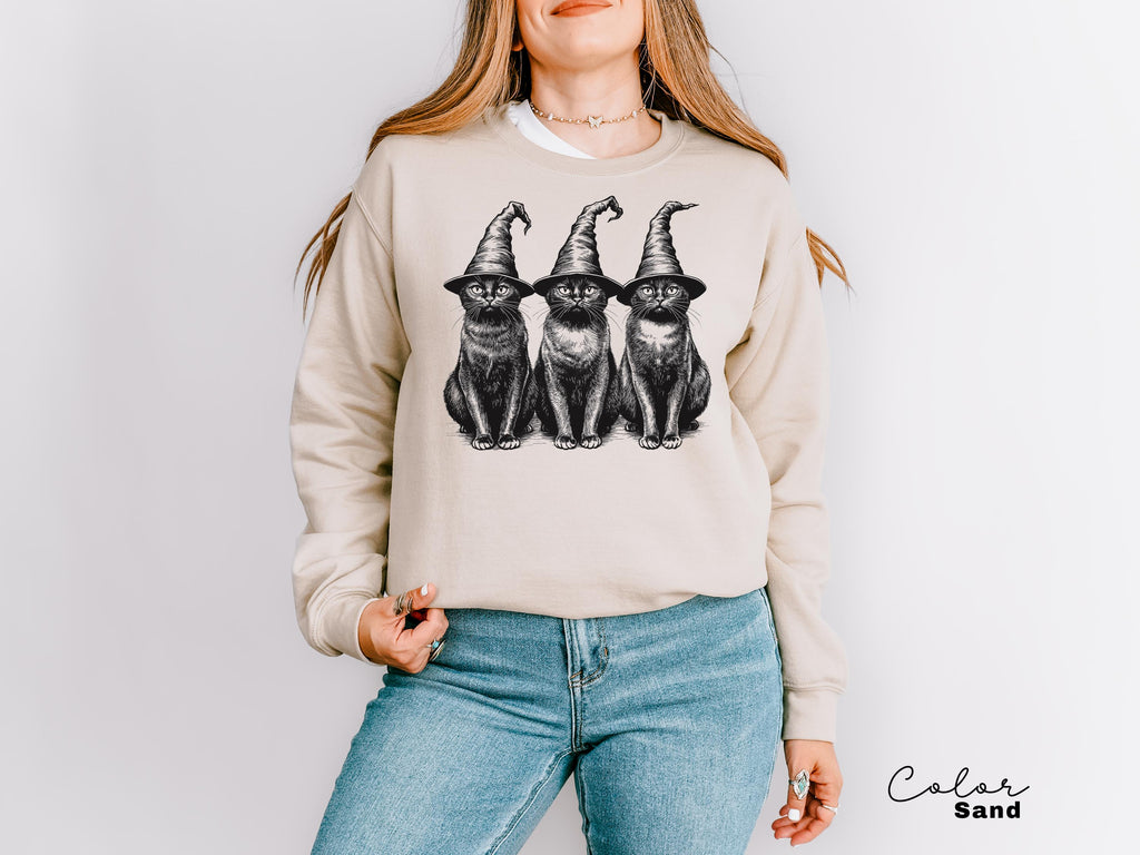 Halloween Black Cat Sweatshirt, Cute Cat Lover Halloween Pullover, Spooky Season Cat, Halloween Cute Women Outfit, Halloween Gift