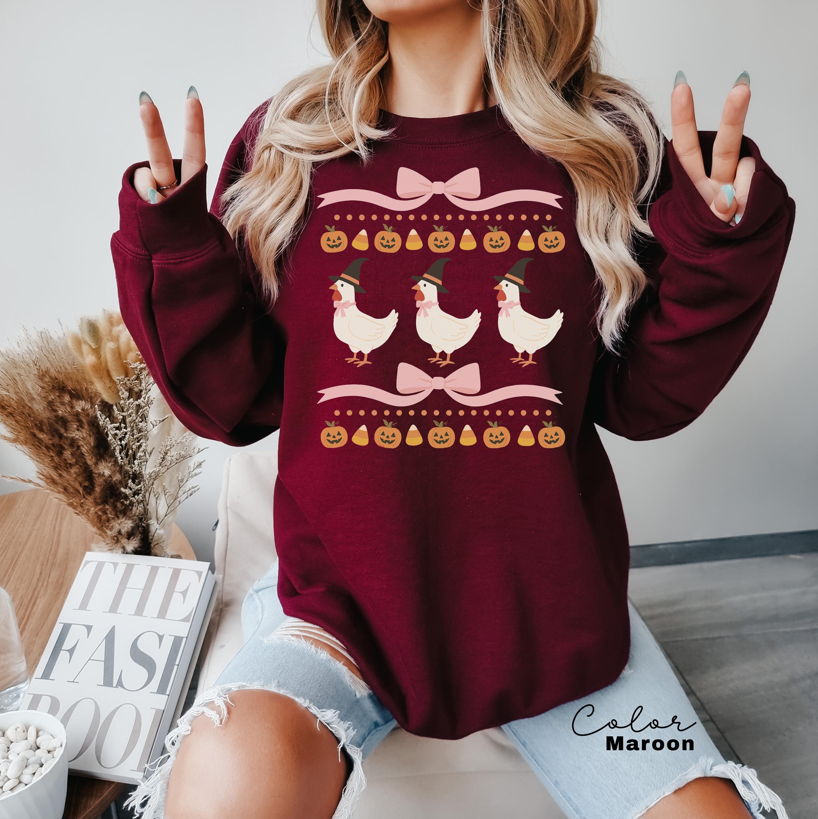 Halloween Chicken Bow Sweatshirt