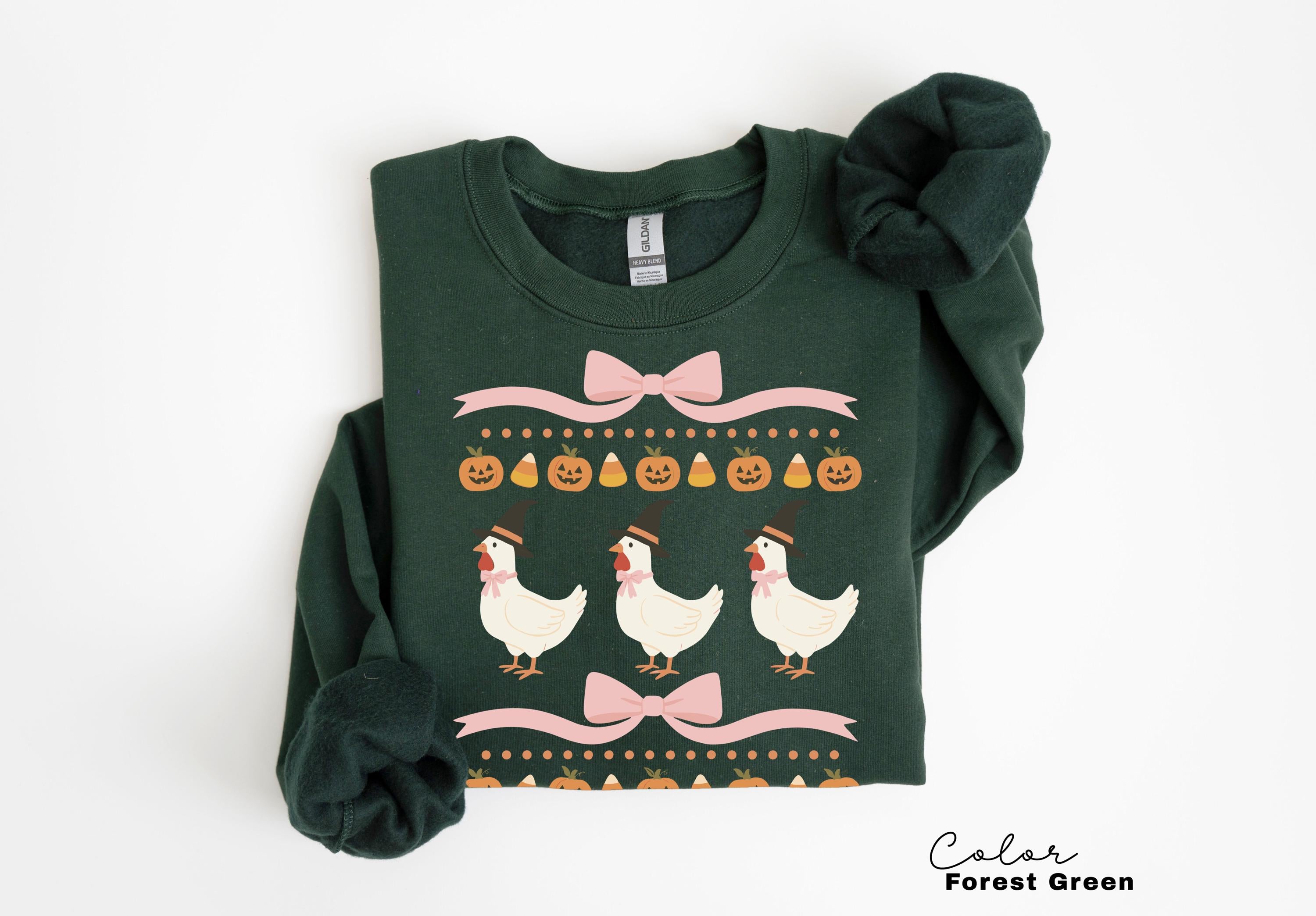 Halloween Chicken Bow Sweatshirt