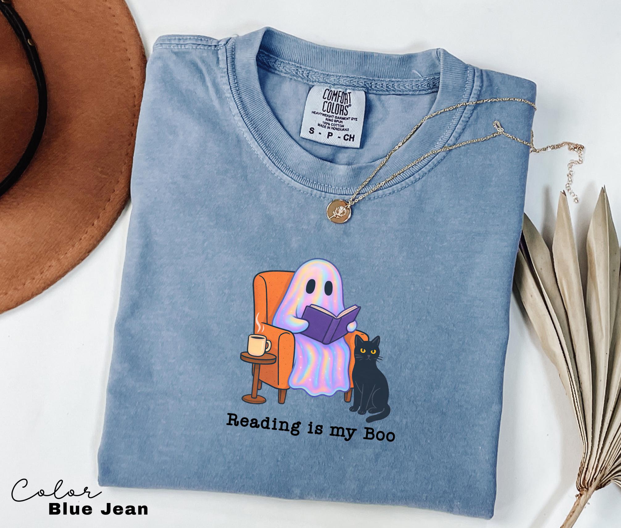 Halloween Ghost Reading Book Shirt, Reading is My Boo Shirt, Bookish Halloween Shirt, Halloween Reader Gift Shirt, Book Club Shirt