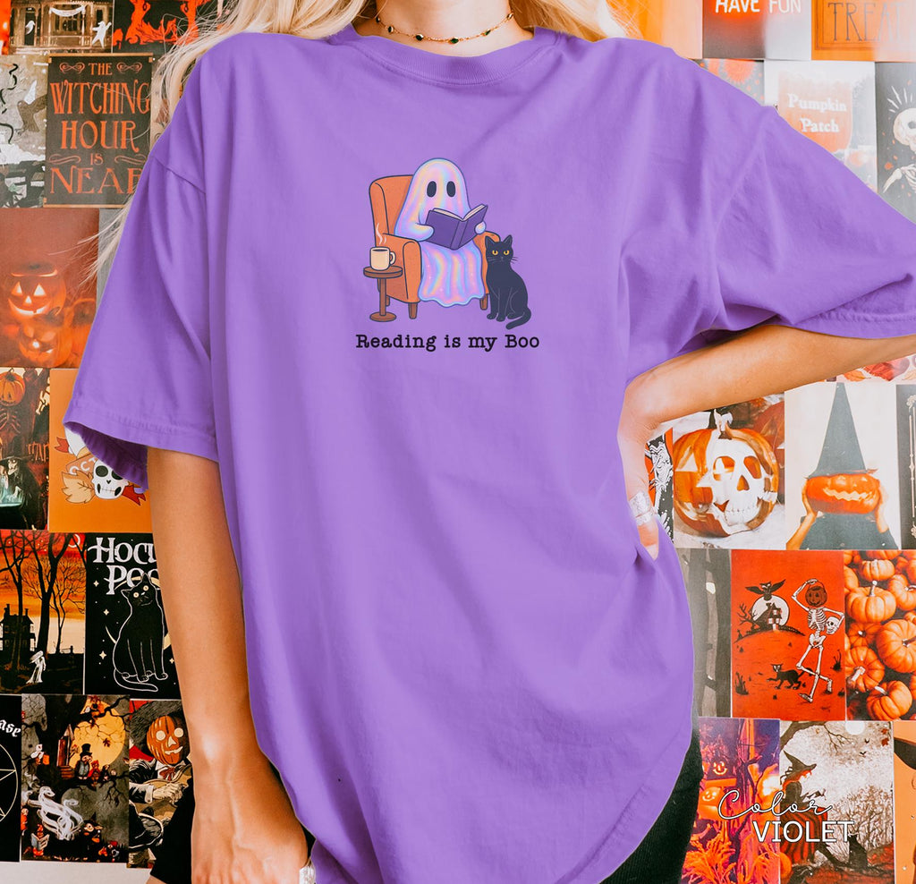 Halloween Ghost Reading Book Shirt, Reading is My Boo Shirt, Bookish Halloween Shirt, Halloween Reader Gift Shirt, Book Club Shirt