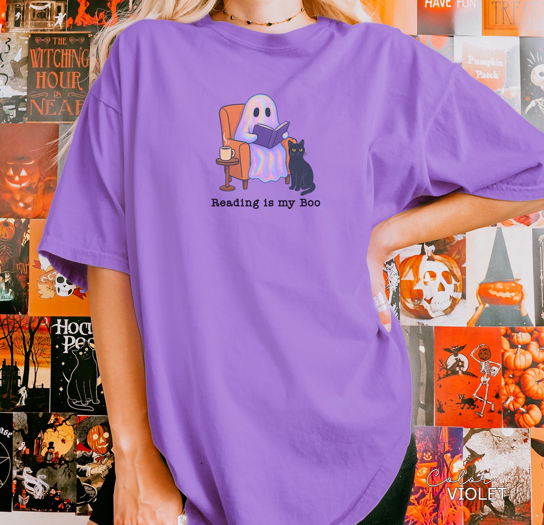 Halloween Ghost Reading Book Shirt, Reading is My Boo Shirt, Bookish Halloween Shirt, Halloween Reader Gift Shirt, Book Club Shirt