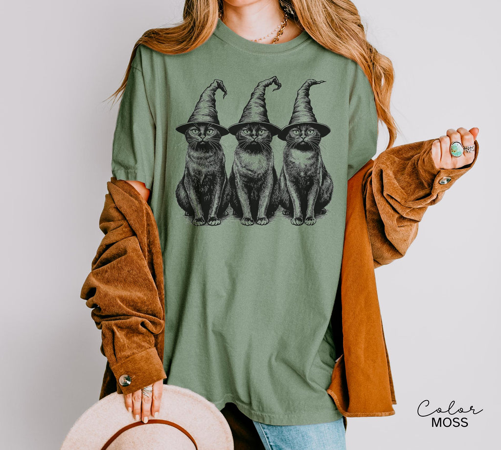 Halloween Black Cat Comfort Colors Shirt, Cute Cat Lover Halloween Tee, Spooky Season Cat, Halloween Cute Women Outfit, Halloween Gift