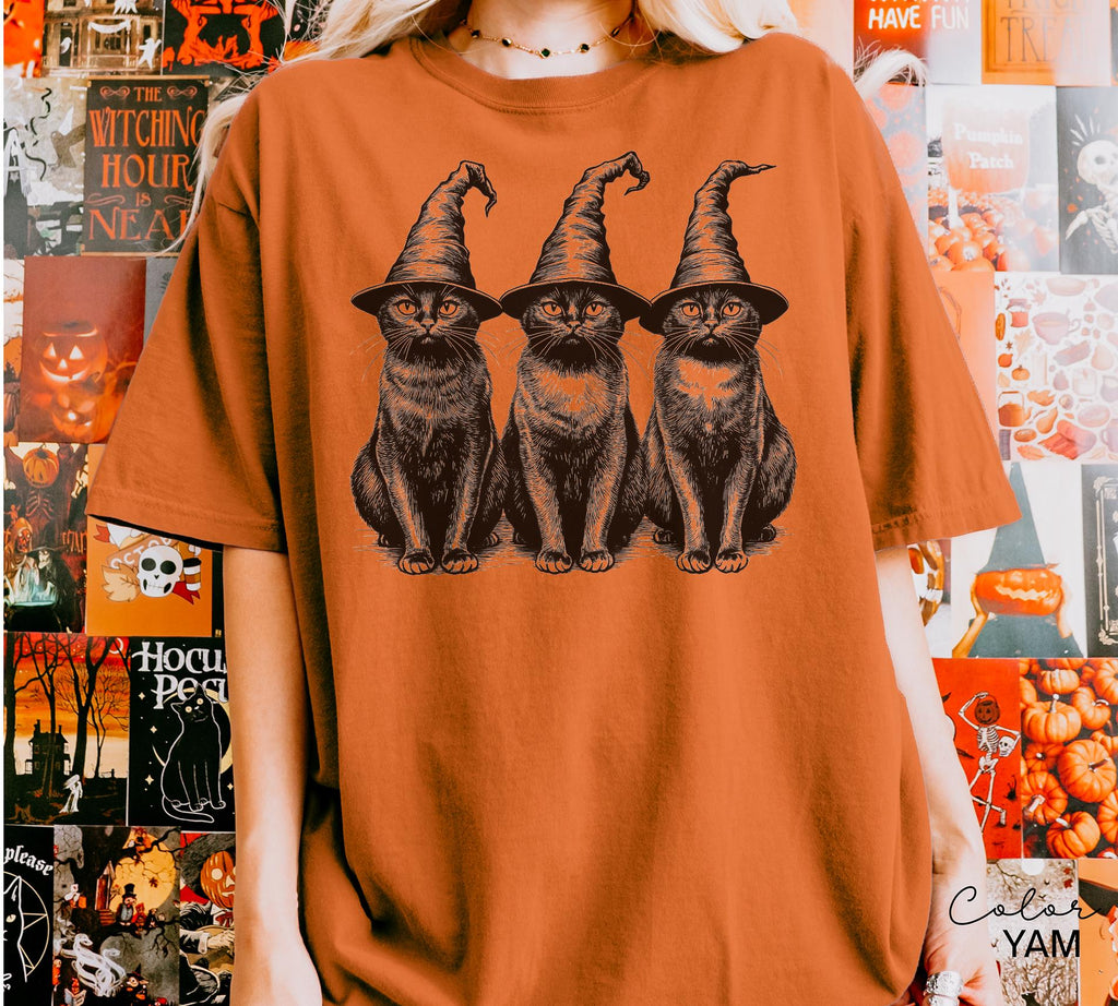 Halloween Black Cat Comfort Colors Shirt, Cute Cat Lover Halloween Tee, Spooky Season Cat, Halloween Cute Women Outfit, Halloween Gift