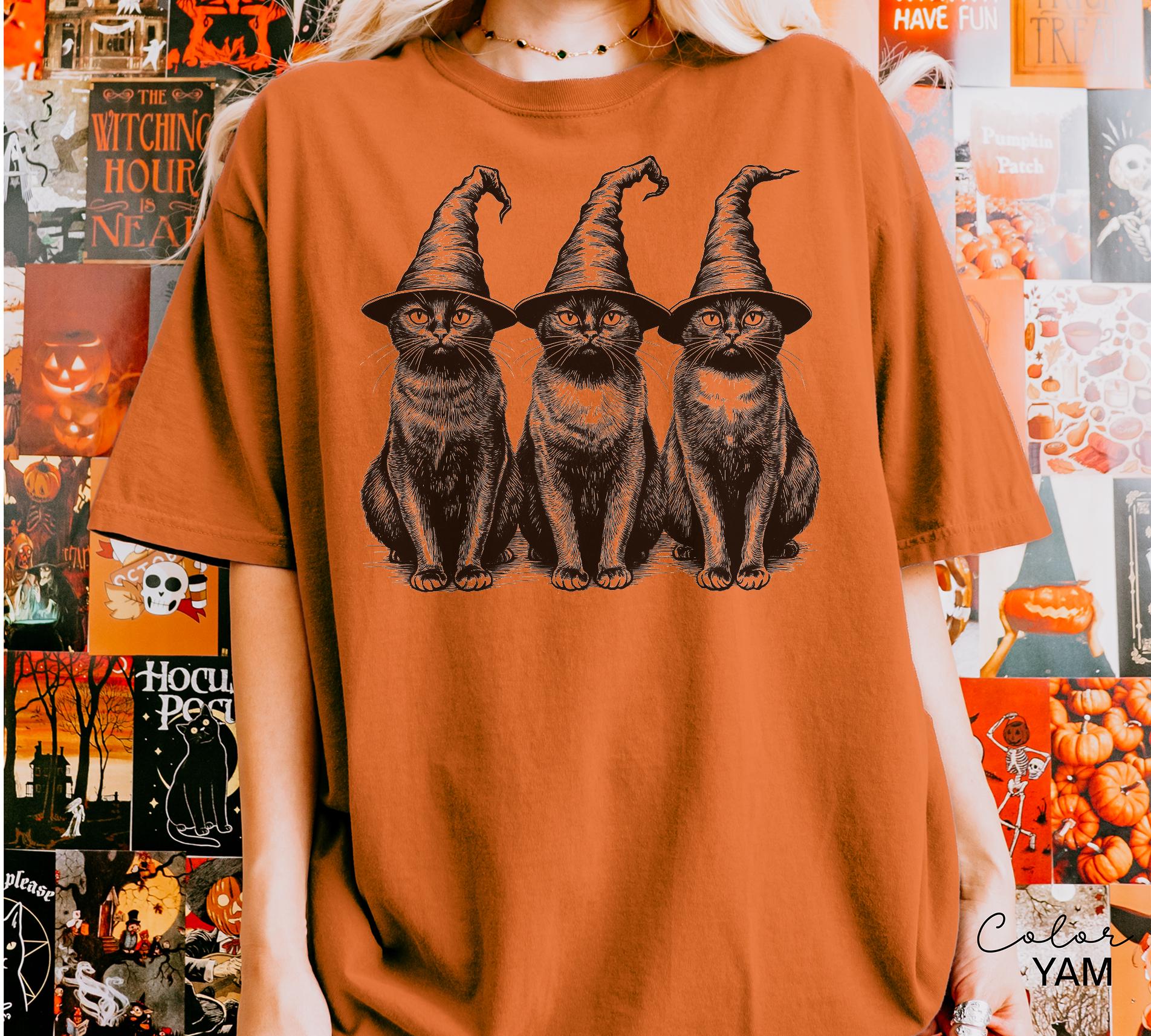 Halloween Black Cat Comfort Colors Shirt, Cute Cat Lover Halloween Tee, Spooky Season Cat, Halloween Cute Women Outfit, Halloween Gift