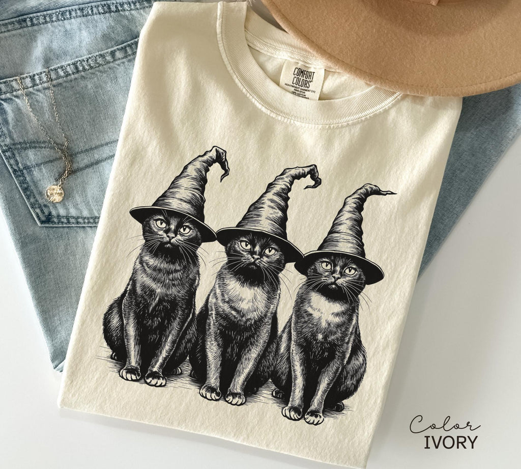 Halloween Black Cat Comfort Colors Shirt, Cute Cat Lover Halloween Tee, Spooky Season Cat, Halloween Cute Women Outfit, Halloween Gift
