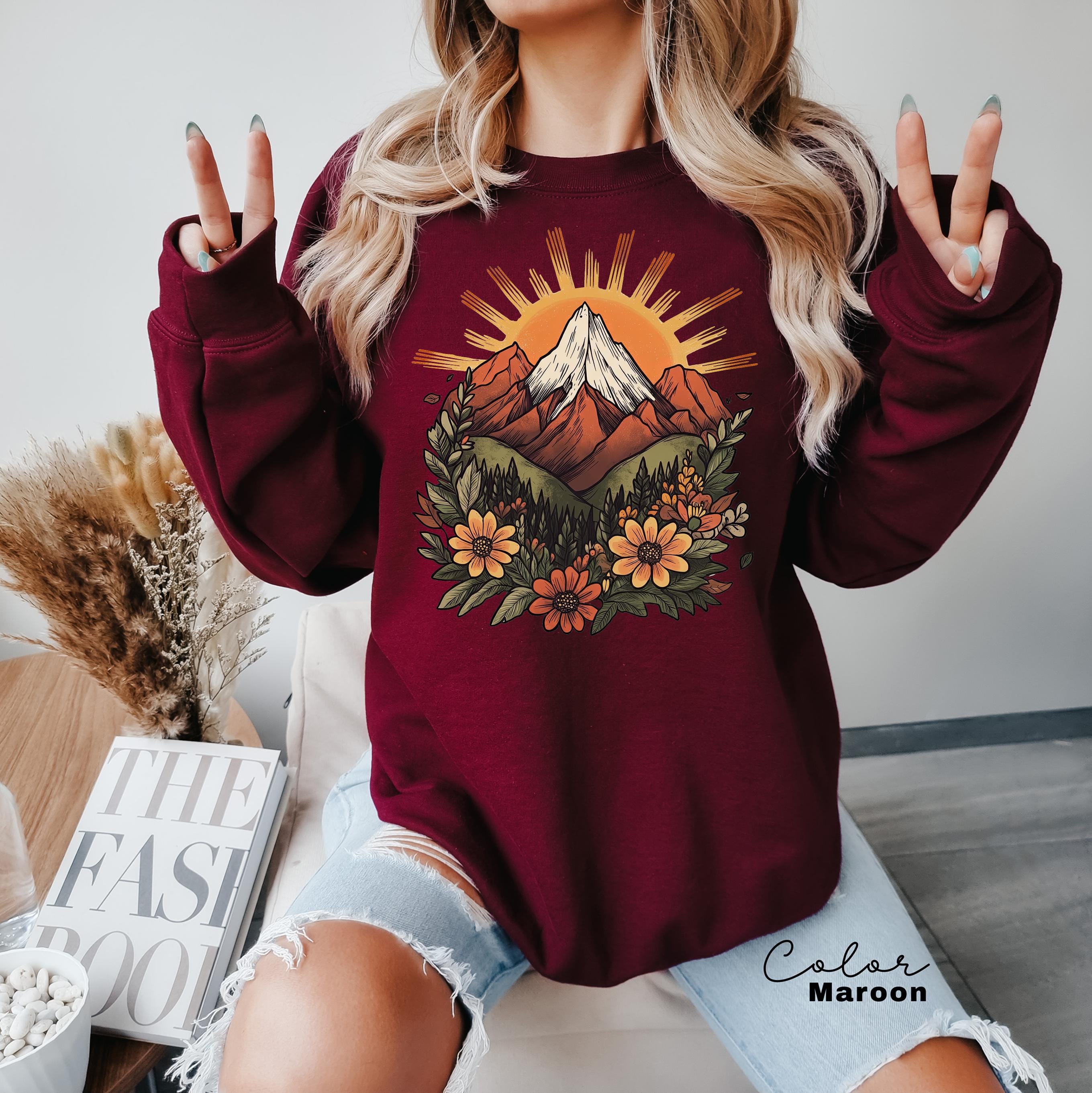 Mountain Nature Sweatshirt, Nature Crewneck, Positive Quote Sweatshirt, Mountain Nature Hiking, Outdoor Lover, National Parks,boho nature