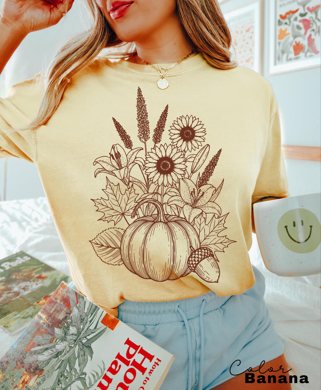 Boho Fall Floral Shirt, Retro Fall Tshirt, Comfort Colors, Autumn Vibes Shirt, Pumpkin Fall Tee, Pressed Wildflower Flower Shirt