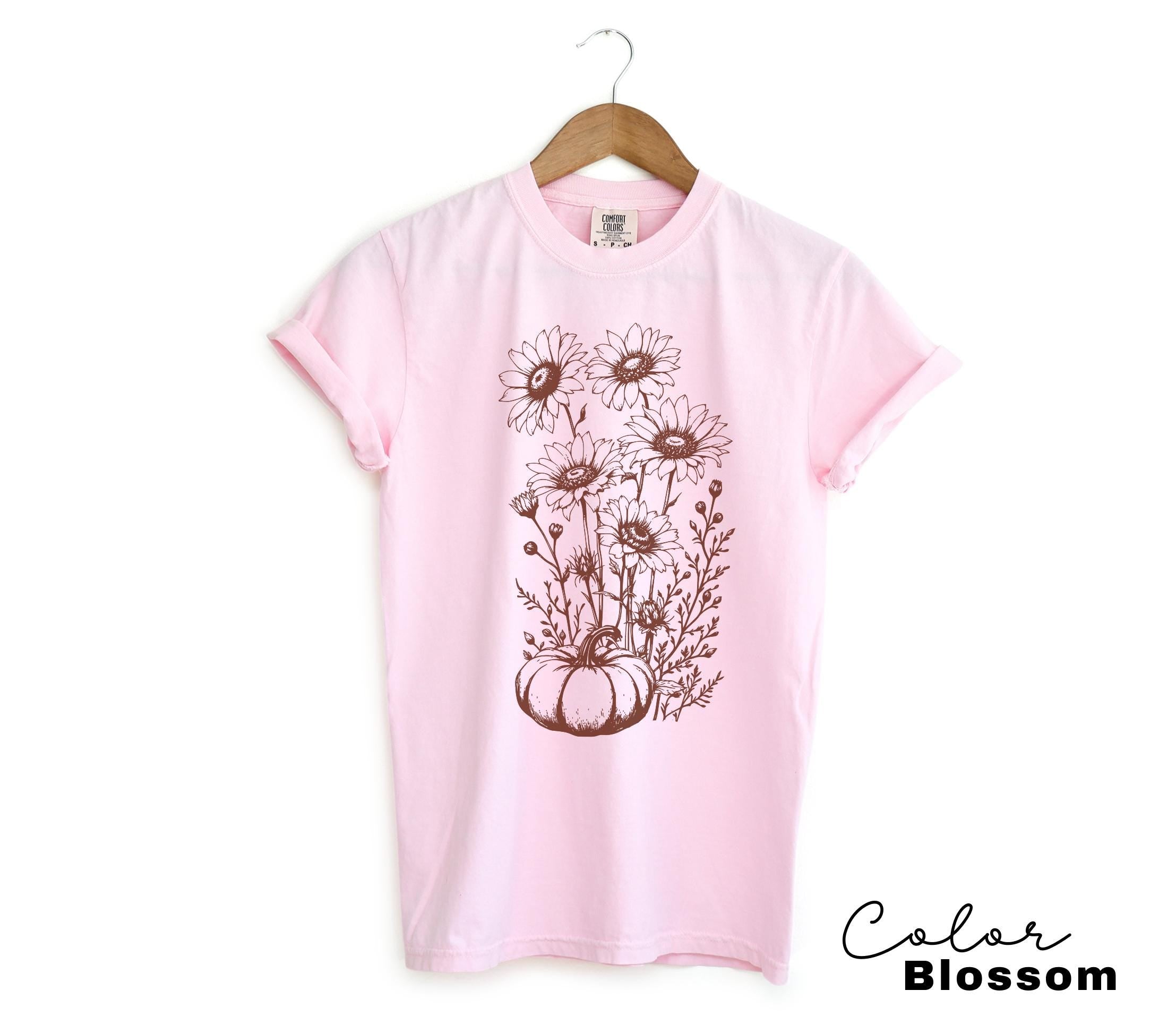 Boho Fall Floral Shirt, Retro Fall Tshirt, Comfort Colors, Autumn Vibes Shirt, Pumpkin Fall Tee, Pressed Wildflower Flower Shirt
