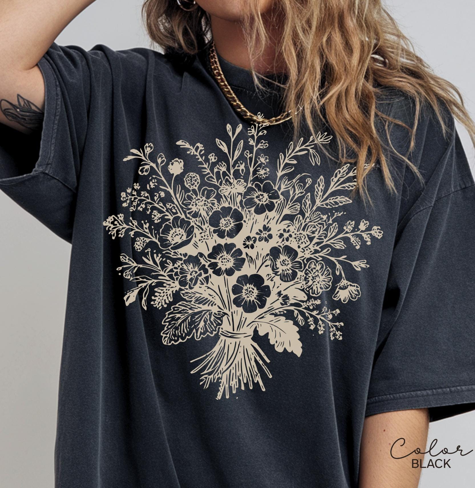 Boho Fall Floral Shirt, Retro Fall Tshirt, Comfort Colors, Autumn Vibes Shirt, Pumpkin Fall Tee, Pressed Wildflower Flower Shirt