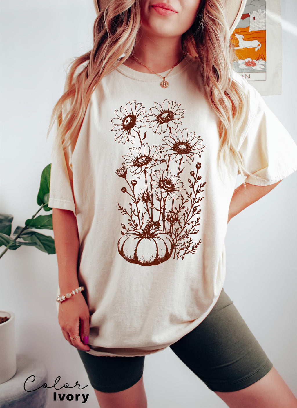 Boho Fall Floral Shirt, Retro Fall Tshirt, Comfort Colors, Autumn Vibes Shirt, Pumpkin Fall Tee, Pressed Wildflower Flower Shirt