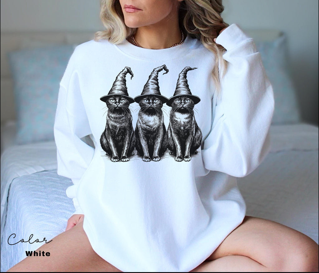Halloween Black Cat Sweatshirt, Cute Cat Lover Halloween Pullover, Spooky Season Cat, Halloween Cute Women Outfit, Halloween Gift