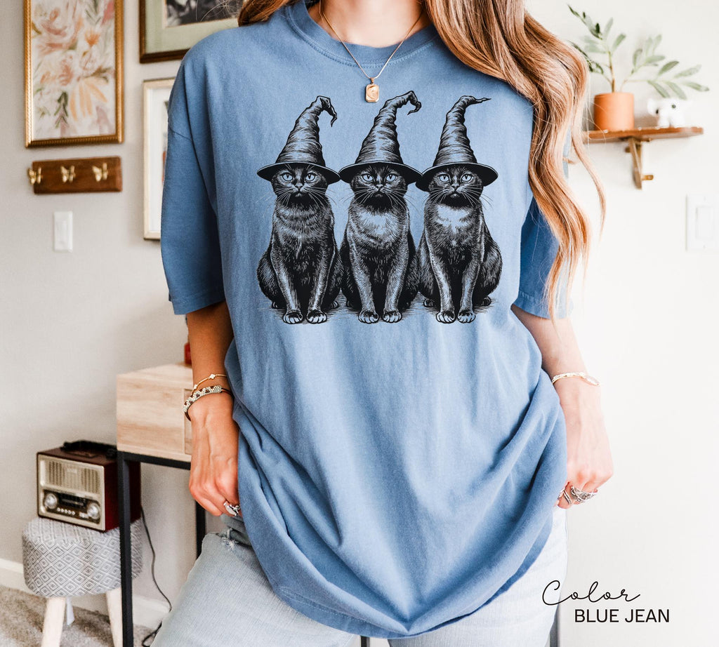 Halloween Black Cat Comfort Colors Shirt, Cute Cat Lover Halloween Tee, Spooky Season Cat, Halloween Cute Women Outfit, Halloween Gift