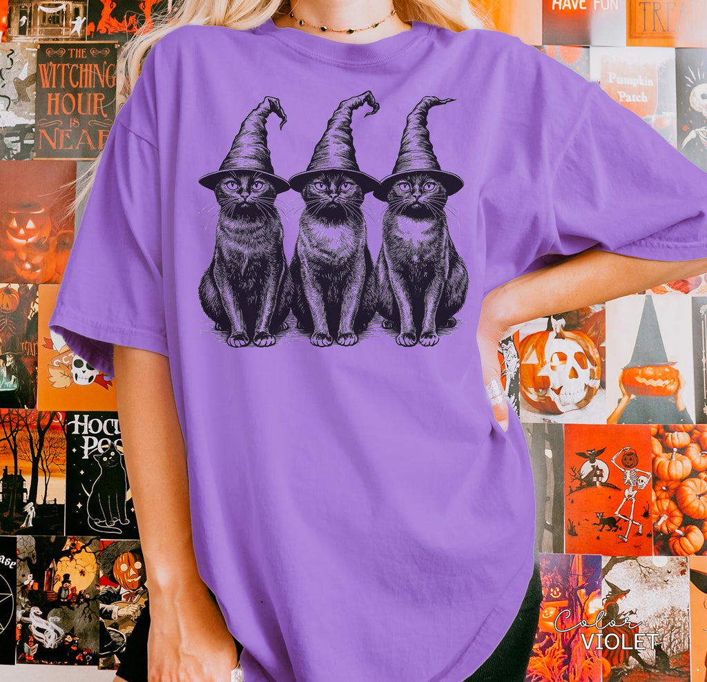 Halloween Black Cat Comfort Colors Shirt, Cute Cat Lover Halloween Tee, Spooky Season Cat, Halloween Cute Women Outfit, Halloween Gift
