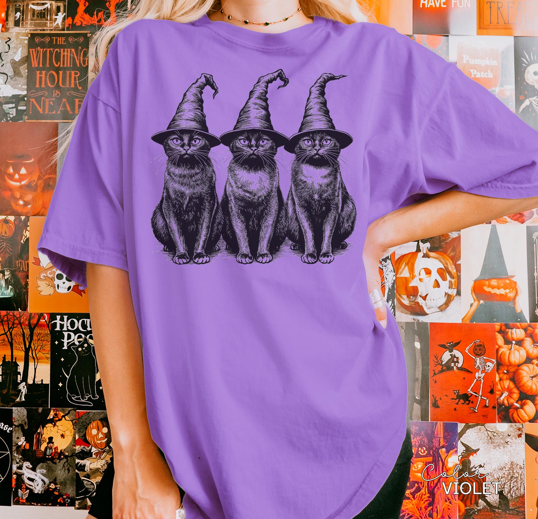 Halloween Black Cat Comfort Colors Shirt, Cute Cat Lover Halloween Tee, Spooky Season Cat, Halloween Cute Women Outfit, Halloween Gift