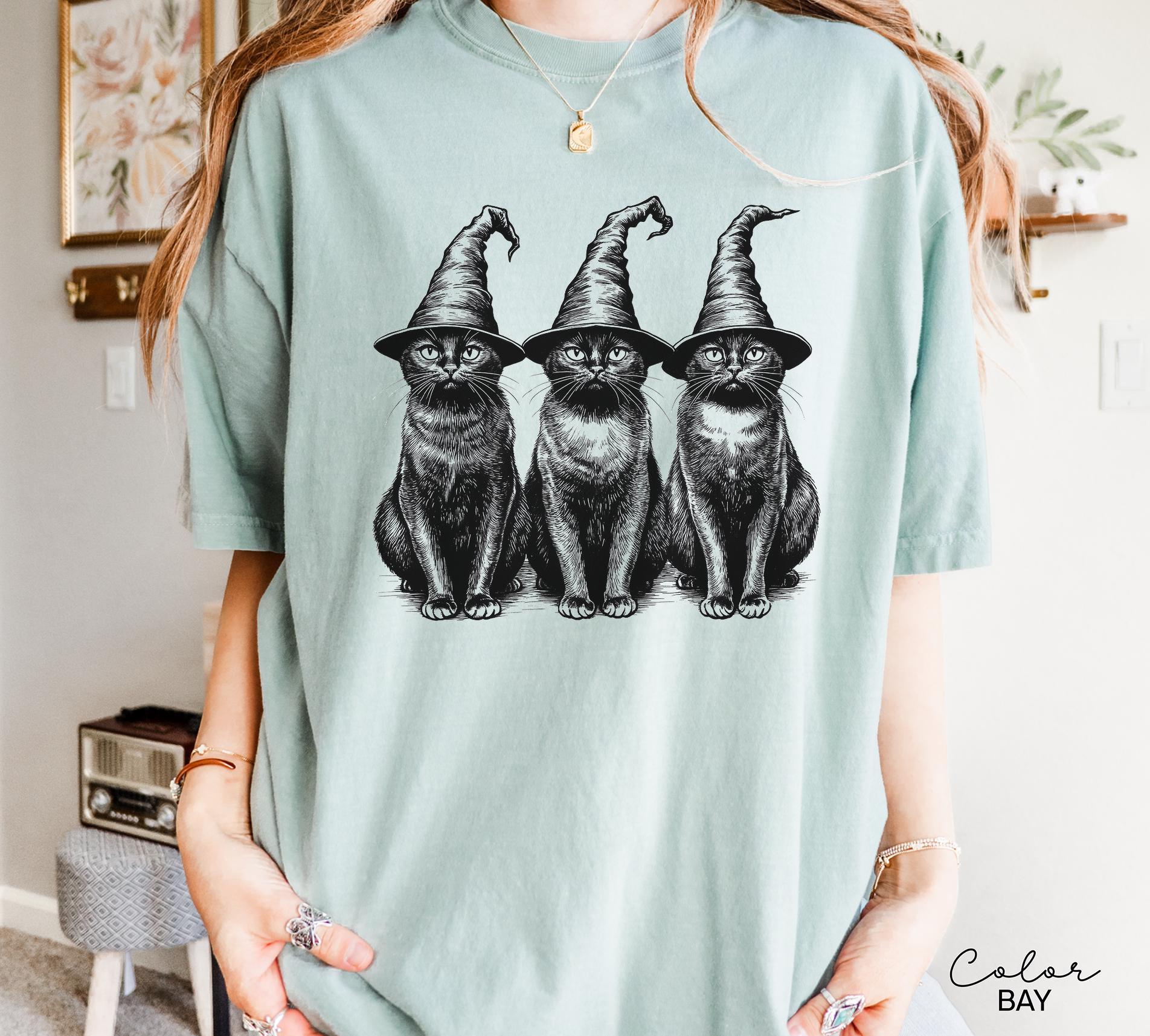 Halloween Black Cat Comfort Colors Shirt, Cute Cat Lover Halloween Tee, Spooky Season Cat, Halloween Cute Women Outfit, Halloween Gift