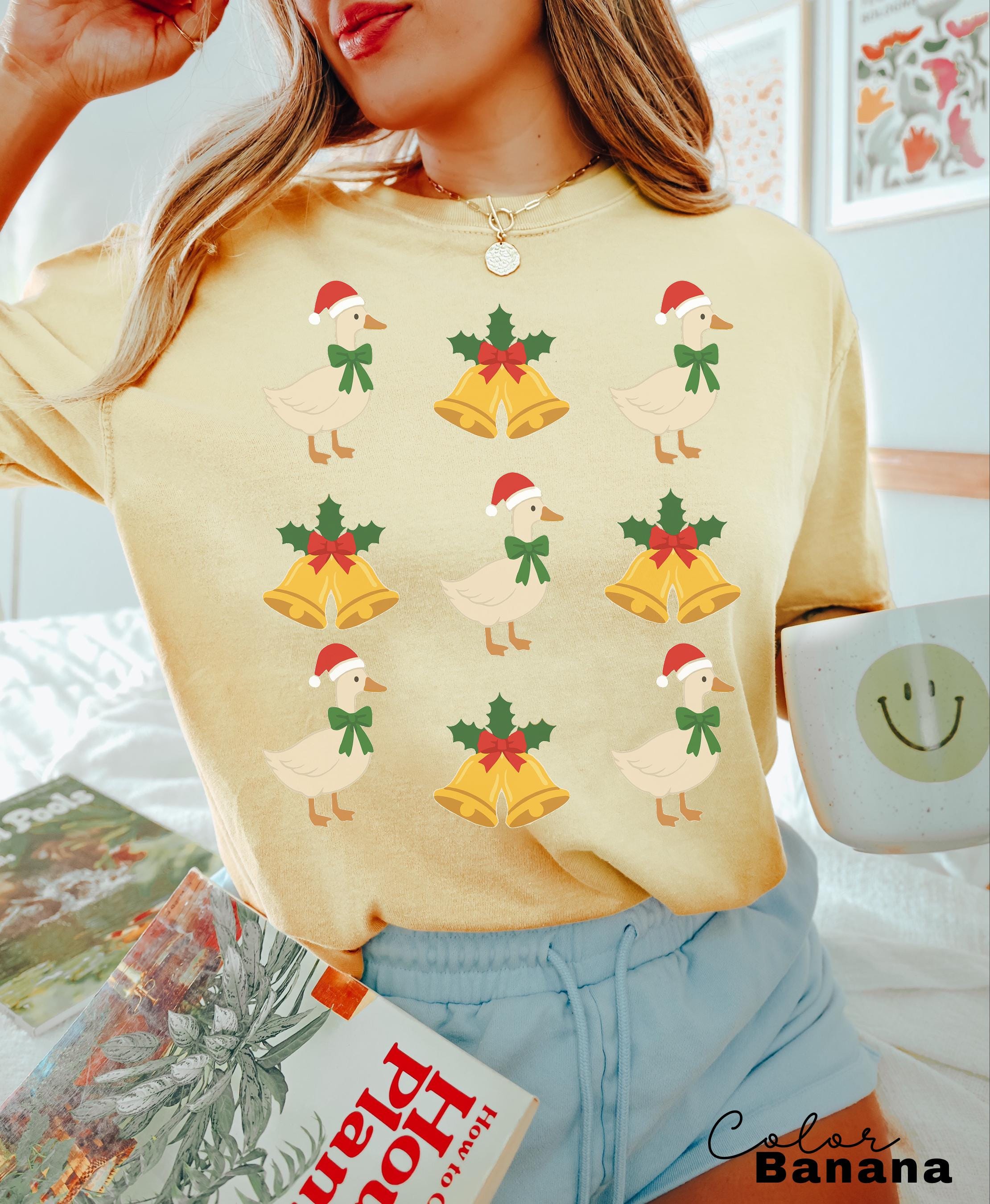 Christmas Comfort Colors Goose Shirt Funny Holiday Tshirt Festive Jolly Goose Tee Merry Christmas Shirt Just A Merry Goose Bells Tee