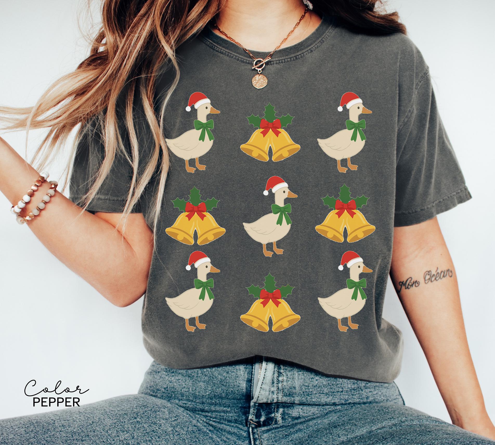 Christmas Comfort Colors Goose Shirt Funny Holiday Tshirt Festive Jolly Goose Tee Merry Christmas Shirt Just A Merry Goose Bells Tee