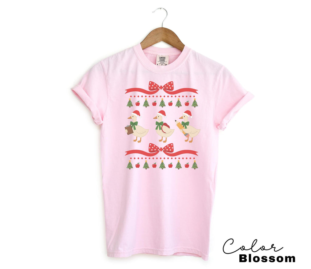 Christmas Silly Teacher Goose Shirt, Christmas Teacher Gift, Christmas Teacher Tshirt, Cozy Winter Tee, Comfort Colors Teacher Shirt Gift
