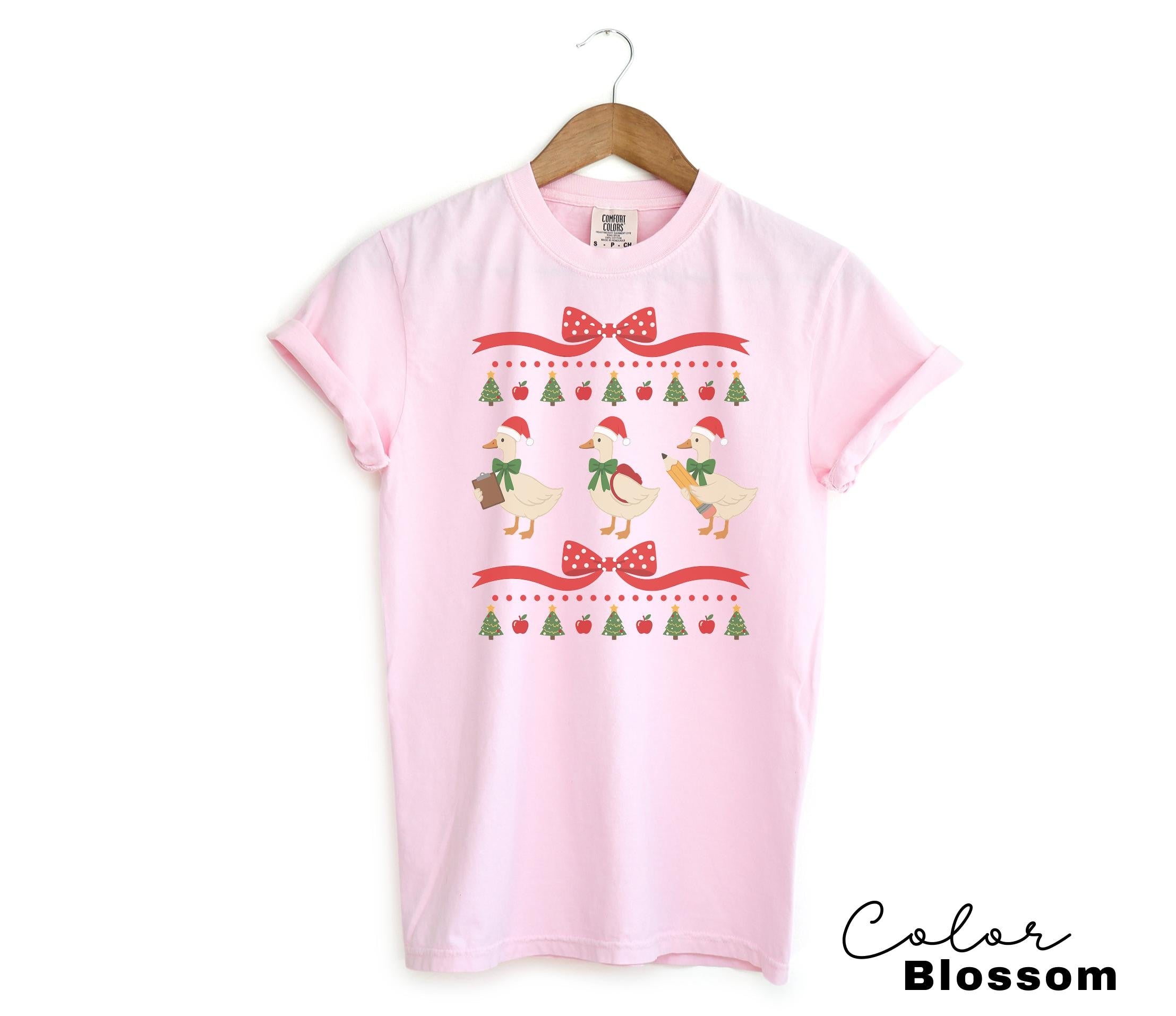 Christmas Silly Teacher Goose Shirt, Christmas Teacher Gift, Christmas Teacher Tshirt, Cozy Winter Tee, Comfort Colors Teacher Shirt Gift