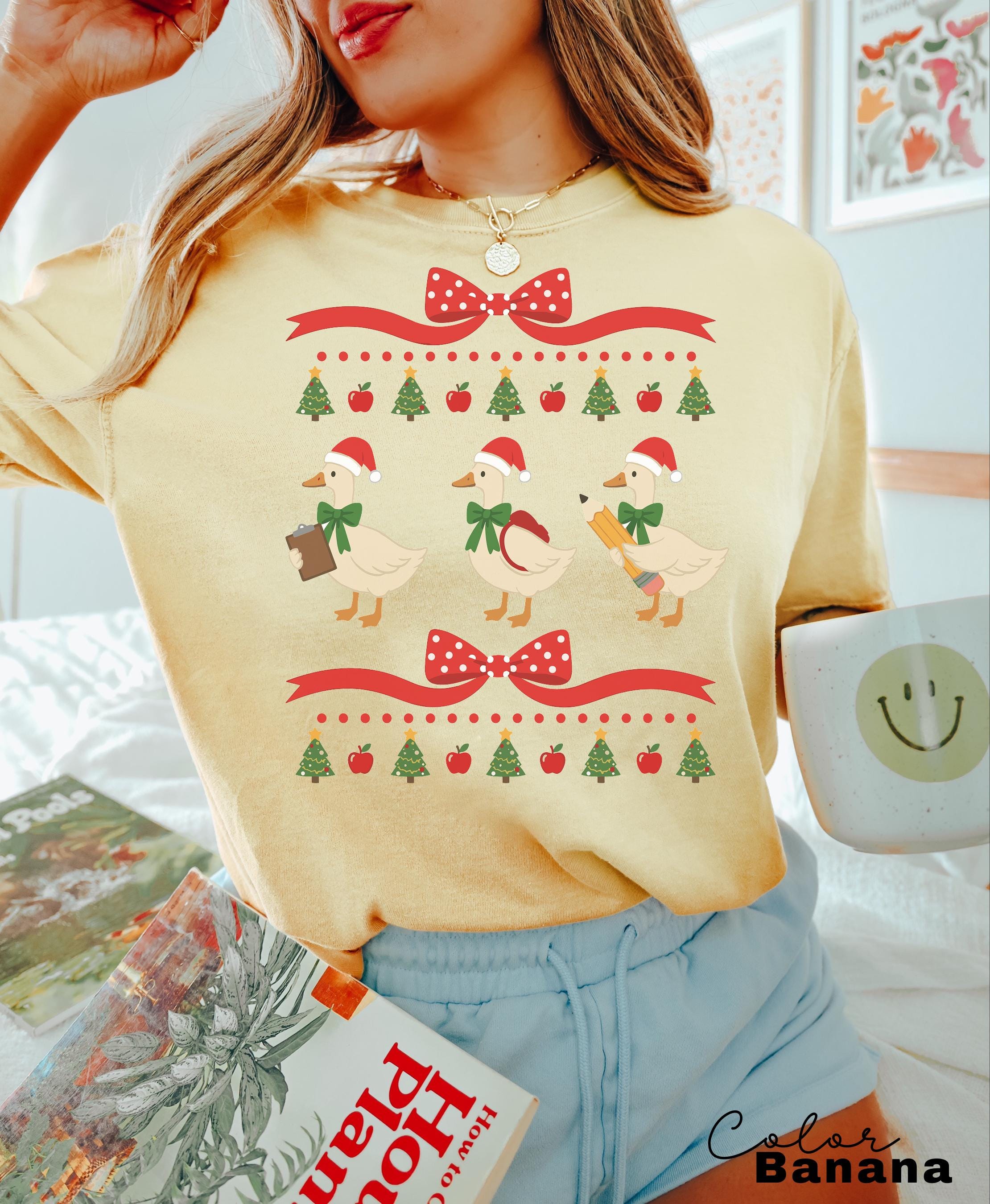 Christmas Silly Teacher Goose Shirt, Christmas Teacher Gift, Christmas Teacher Tshirt, Cozy Winter Tee, Comfort Colors Teacher Shirt Gift