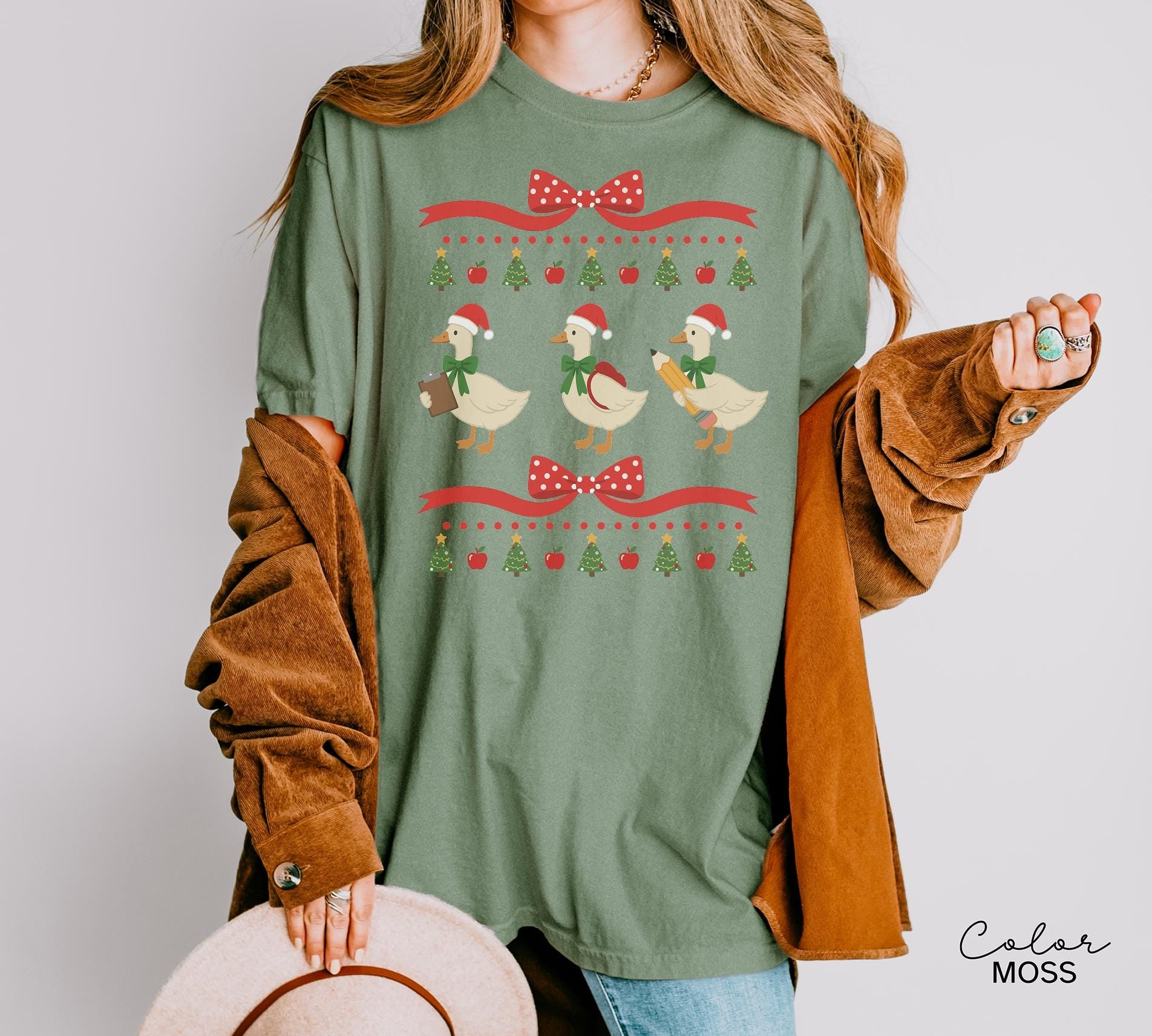 Christmas Silly Teacher Goose Shirt, Christmas Teacher Gift, Christmas Teacher Tshirt, Cozy Winter Tee, Comfort Colors Teacher Shirt Gift